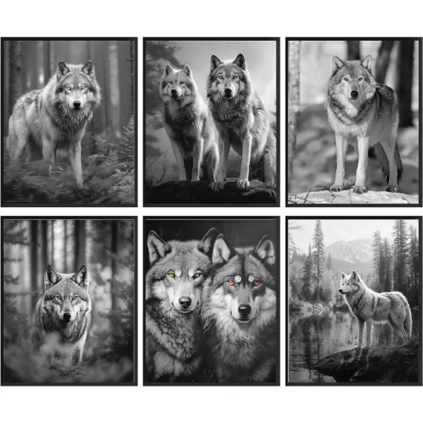 97 DECOR Black Wolf Decor  Wolf Poster Prints Wolf Wall Decor Art White Wolf Pictures for Home Wolf Decorations for Bedroom Grey Wolves Photo Wildlife Animal Posters for Boys Room 8x10 UNFRAMED