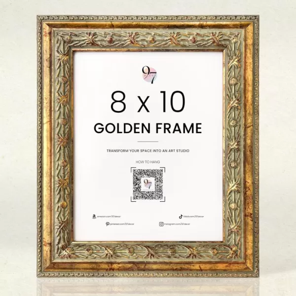 97 Decor 8x10 Vintage Picture Frame  8x10 Picture Frame Gold Vintage 8x10 Gold Frame For Posters Rustic 8x10 Frame Wall Hanging For Home Decor