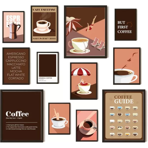 97 Decor Coffee Wall Art  Modern Coffee Bar Decor Vintage Coffee Print Brown Retro Coffee Shop Decor Cute Coffee Bar Cart Posters Drink Pictures for Kitchen Cafe Shop Decorations 8x10 Unframed