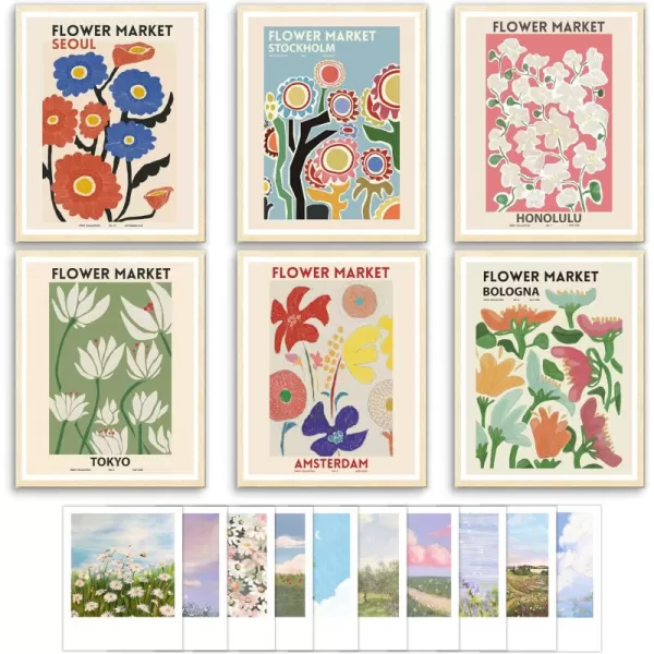 97 Decor Flower Market Poster  Flower Market Prints London Prints Flower Market Wall Art Colorful Flower Prints for Wall Decor Aesthetic Poster for Bedroom Set 8x10 Inch Art Prints Unframed