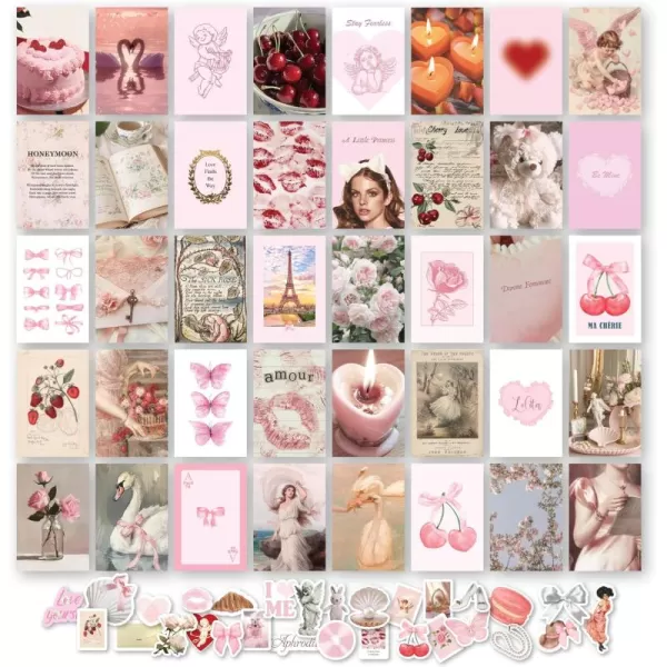 97 Decor Pink Coquette Room Decor Aesthetic  Girly Coquette Wall Decor Light Pink Posters for Room Aesthetic Pictures Vintage Coquette Decor Downtown Collage Kit for Teen Girl Dorm Bedroom 4x6