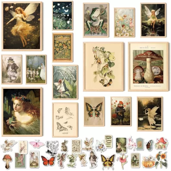 97 Decor Vintage Fairycore Decor  Fairy Wall Decor Aesthetic Cottage Wall Art Fairy Core Posters Fairy Art Prints Cottagecore Mushroom Pictures Earthy Fairy Decor for Bedroom Home 8x10 Unframed