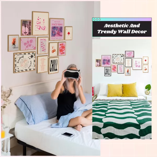image97 Decor Cute Preppy Room Decor Aesthetic  Preppy Posters For Bedroom Cute Wall Decor Aesthetic Pictures Pink Trendy Wall Art Prints Retro Girly Posters For Dorm Apartment Decor Unframed