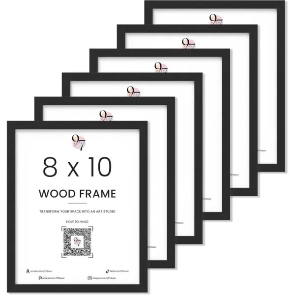 image97 Decor Black 8x10 Picture Frame Set of 6  Black Picture Frames 8x10 for Wall Mounting 8x10 Frame Wood Natural Wood 8x10 Photo Frame Wooden 8 By 10 Poster Frame