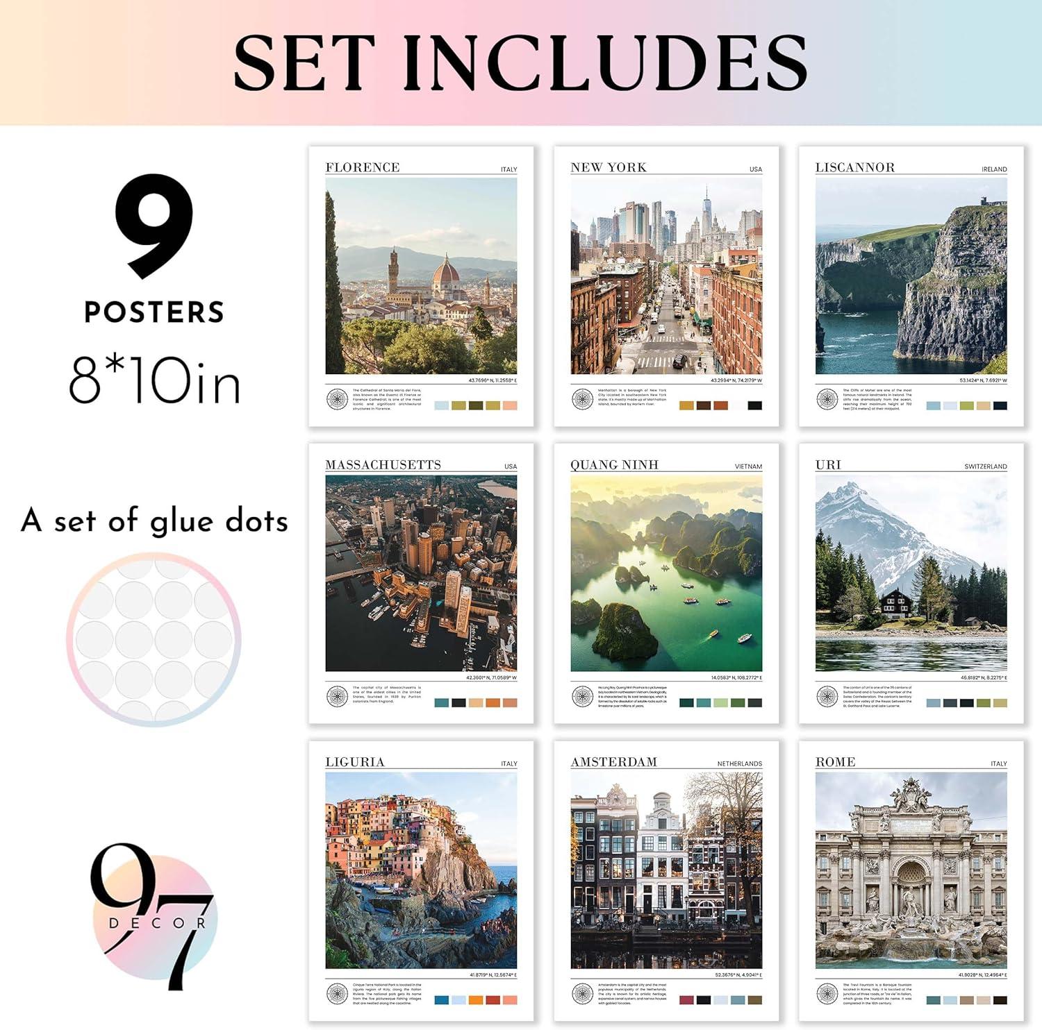 image97 DECOR Vintage Travel Decor Posters  World Travel Wall Art Prints Retro Popular Cities Photo Collage Kit Trendy City Landscape Aesthetic Pictures for Teen Dorm Bedroom Decorations 40 Pcs 4quotx6quotCities