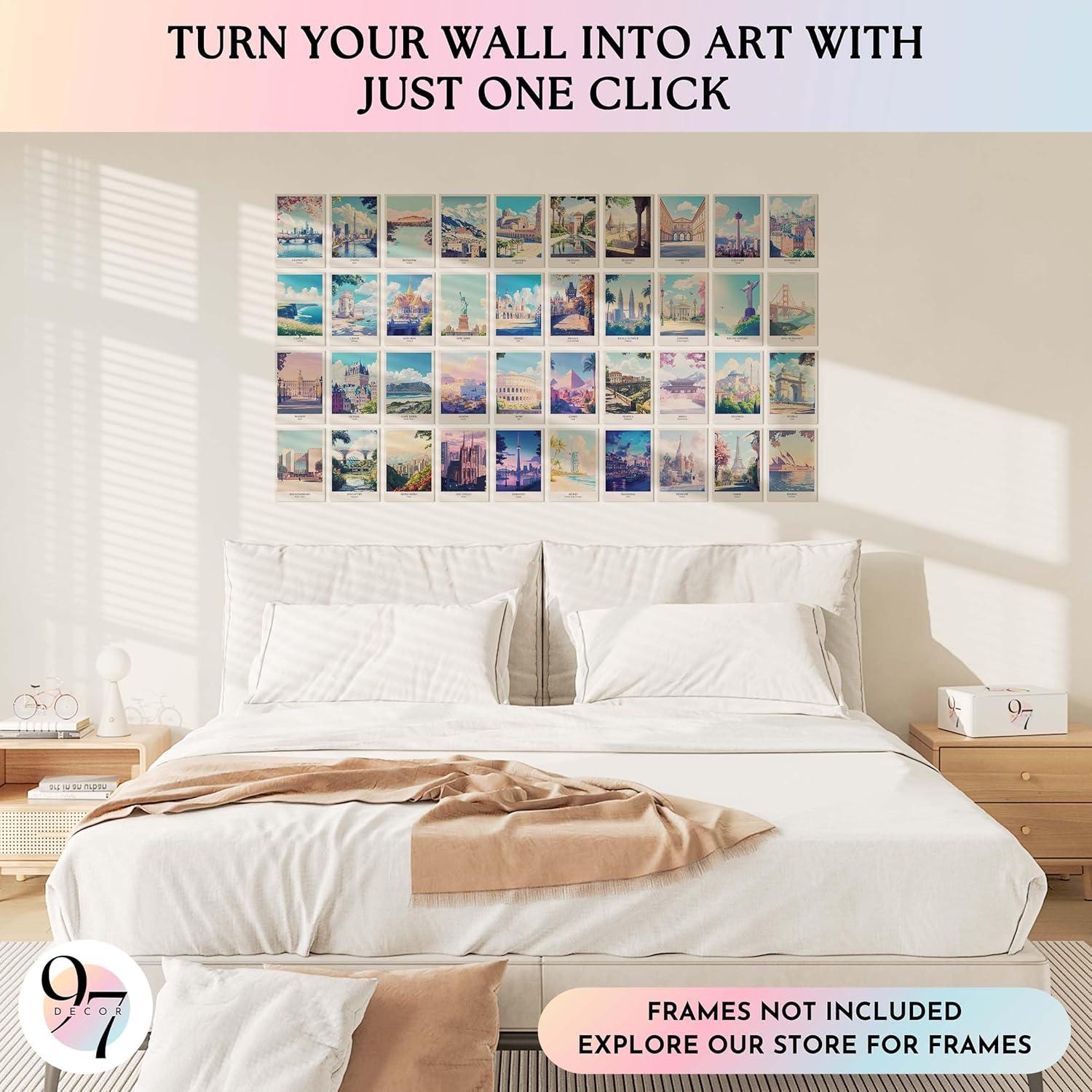 image97 DECOR Vintage Travel Decor Posters  World Travel Wall Art Prints Retro Popular Cities Photo Collage Kit Trendy City Landscape Aesthetic Pictures for Teen Dorm Bedroom Decorations 40 Pcs 4quotx6quotTravel