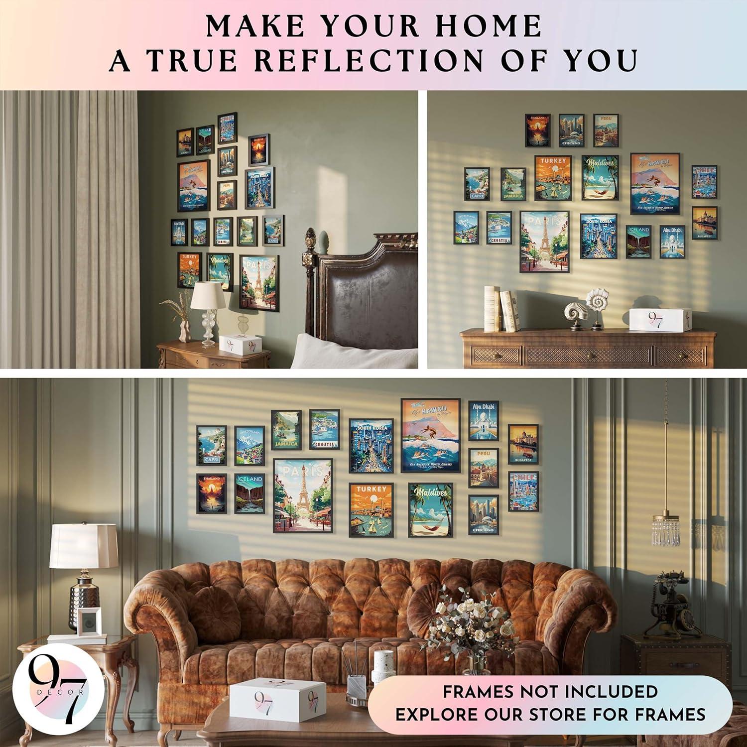 image97 DECOR Vintage Travel Decor Posters  World Travel Wall Art Prints Retro Popular Cities Photo Collage Kit Trendy City Landscape Aesthetic Pictures for Teen Dorm Bedroom Decorations 40 Pcs 4quotx6quotTravel Gx11x14