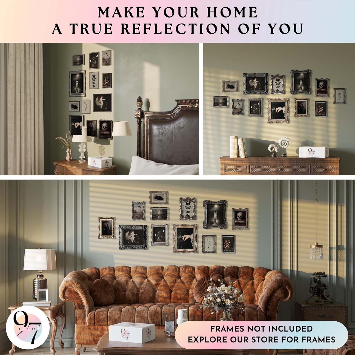 image97 Decor 16 Pcs Floral Gothic Decor for Home  Pink Skull Wall Decor Goth Room Decor Creepy Halloween Wall Decor