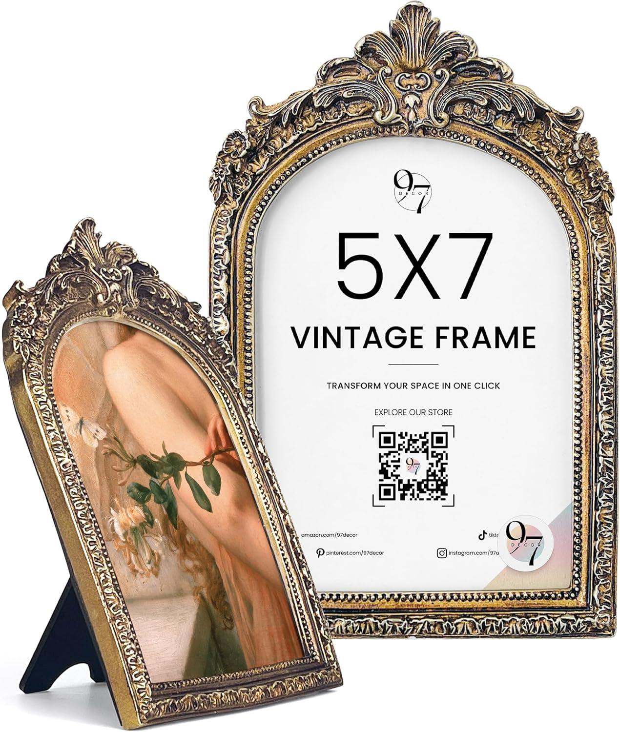 image97 Decor 4x6 Vintage Picture Frame  Ornate Gold Frame 4x6 Antique Photo Frames 4 x 6 Rustic Small Frames Retro Decorative Wall Hanging For HomeBaroque Arch