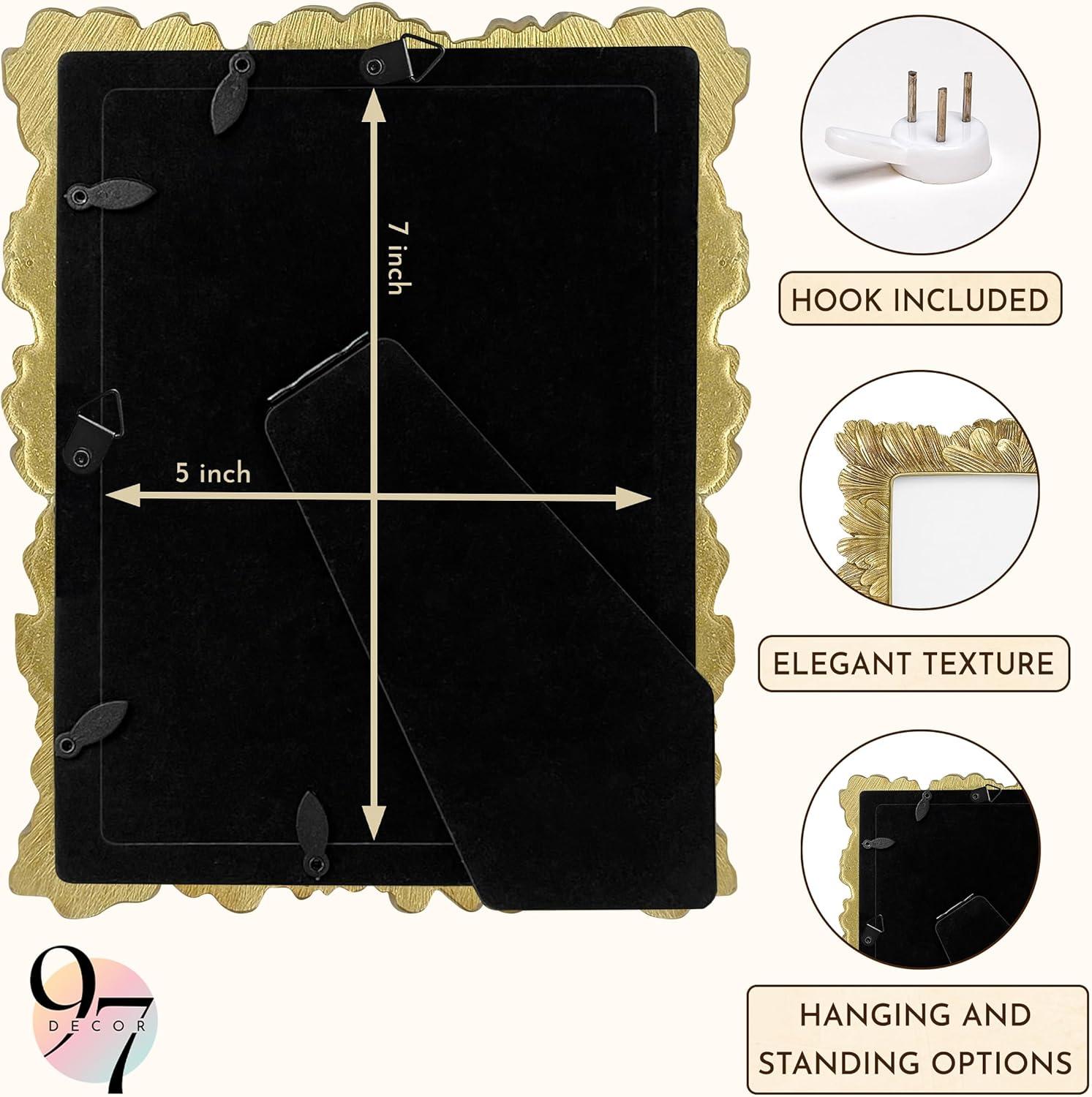 image97 Decor 4x6 Vintage Picture Frame  Ornate Gold Frame 4x6 Antique Photo Frames 4 x 6 Rustic Small Frames Retro Decorative Wall Hanging For HomeGinkgo Rectangle