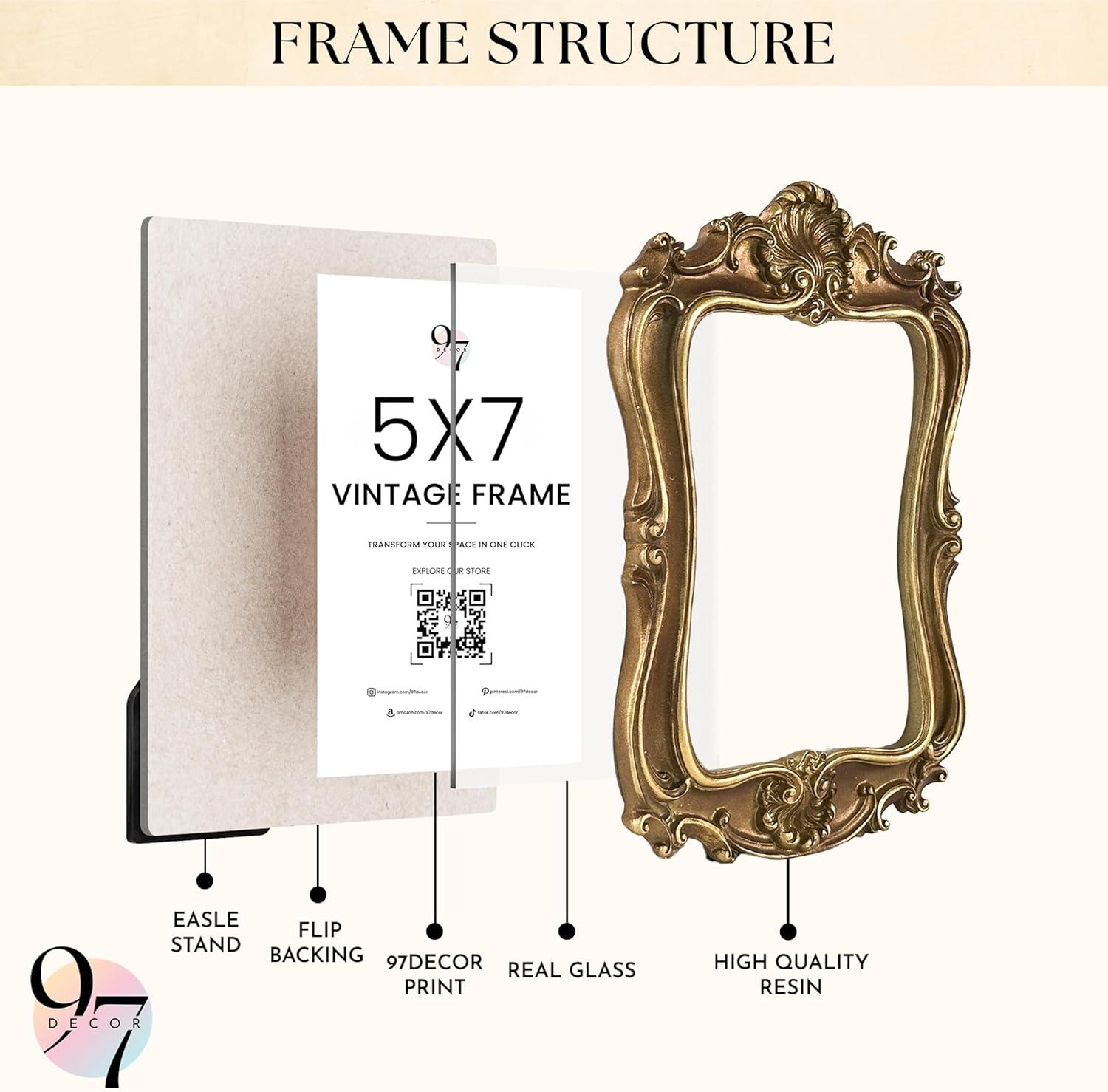 image97 Decor 4x6 Vintage Picture Frame  Ornate Gold Frame 4x6 Antique Photo Frames 4 x 6 Rustic Small Frames Retro Decorative Wall Hanging For HomeRoyal Rectangle
