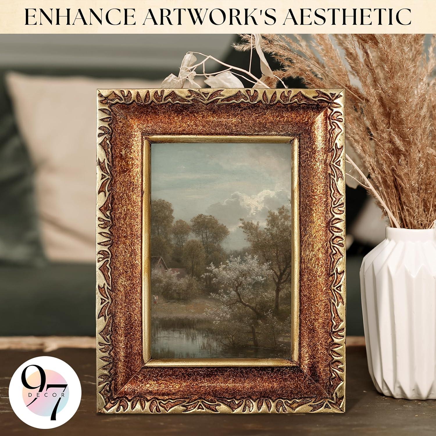 image97 Decor 4x6 Vintage Picture Frame  Ornate Gold Frames 4 x 6 Antique Photo Frames 4 x 6 Rustic Small Frame Retro Decorative Wall Hanging For Home