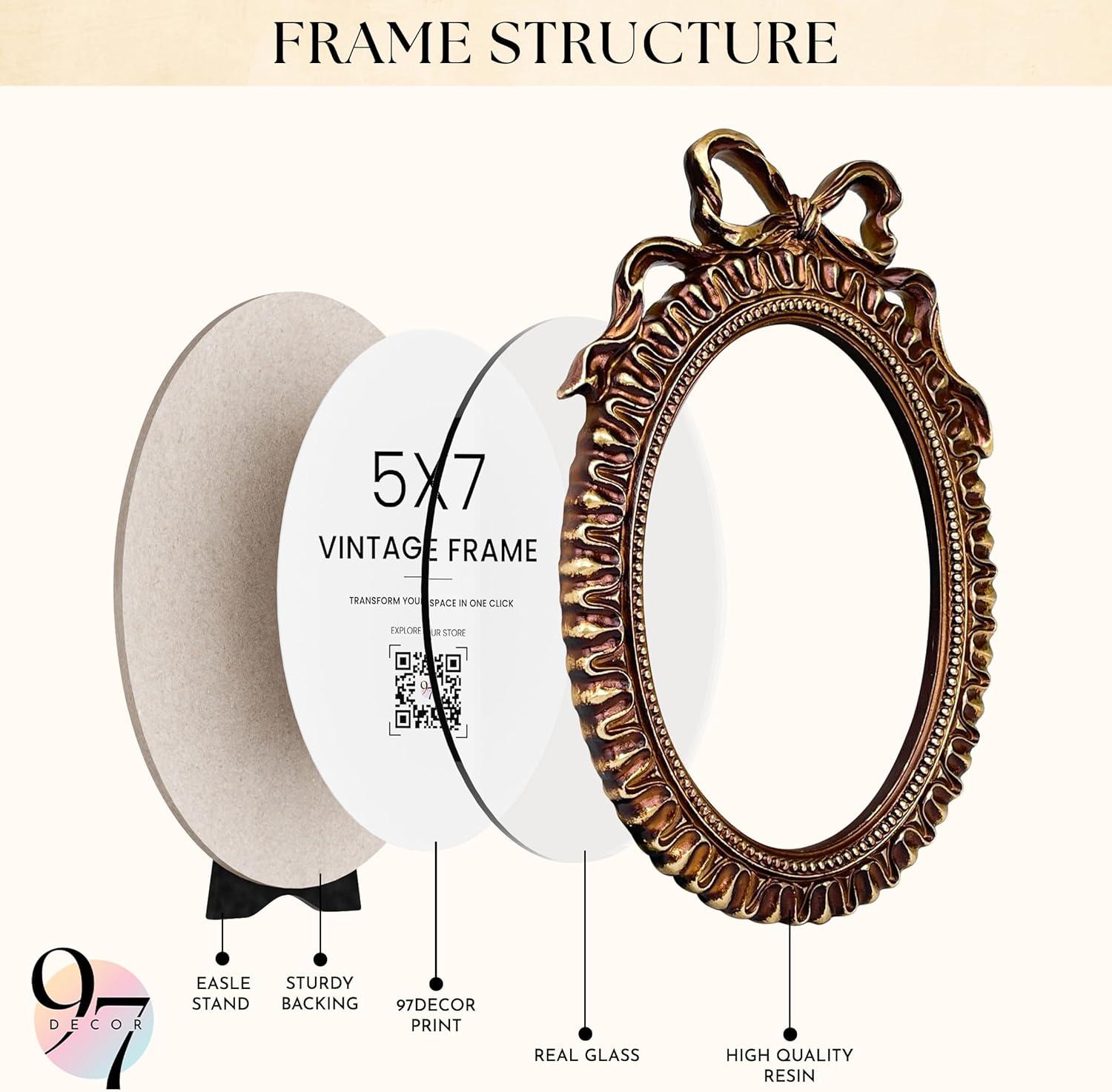 image97 Decor 5x7 Oval Picture Frame  Vintage 5x7 Picture Frame Gold Rustic 5 x 7 Gold Frames 5 By 7 Ornate Photo Frames For Tabletop And Wall HangingBow Oval