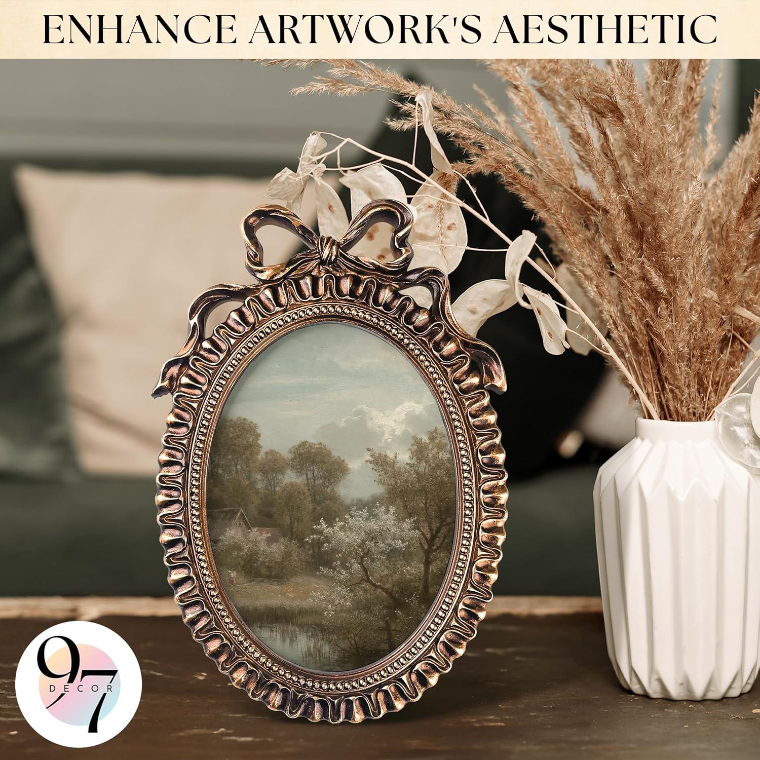 image97 Decor 5x7 Oval Picture Frame  Vintage 5x7 Picture Frame Gold Rustic 5 x 7 Gold Frames 5 By 7 Ornate Photo Frames For Tabletop And Wall HangingBow Oval