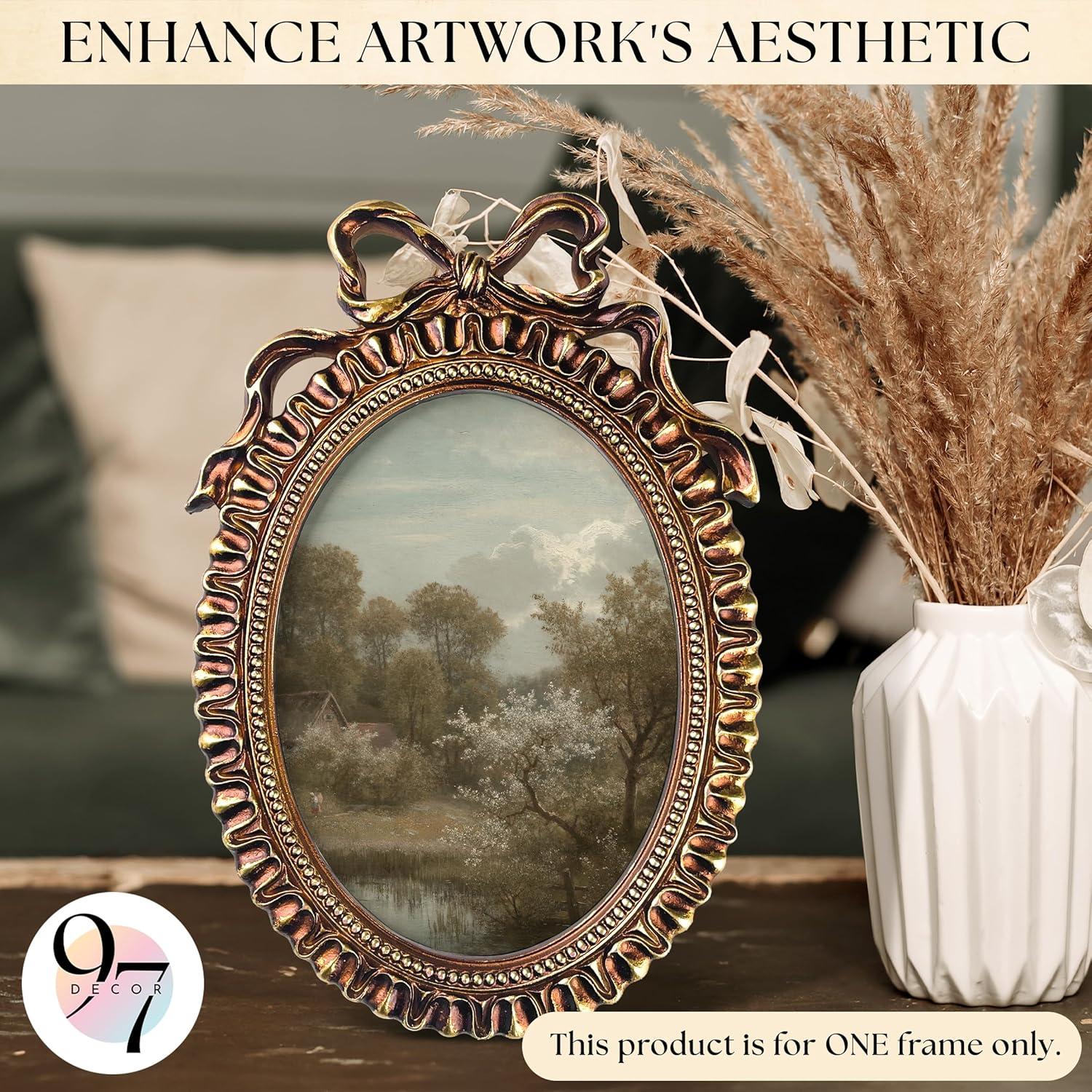 image97 Decor 5x7 Oval Picture Frame  Vintage 5x7 Picture Frame Gold Rustic 5 x 7 Gold Frames 5 By 7 Ornate Photo Frames For Tabletop And Wall HangingBow Oval