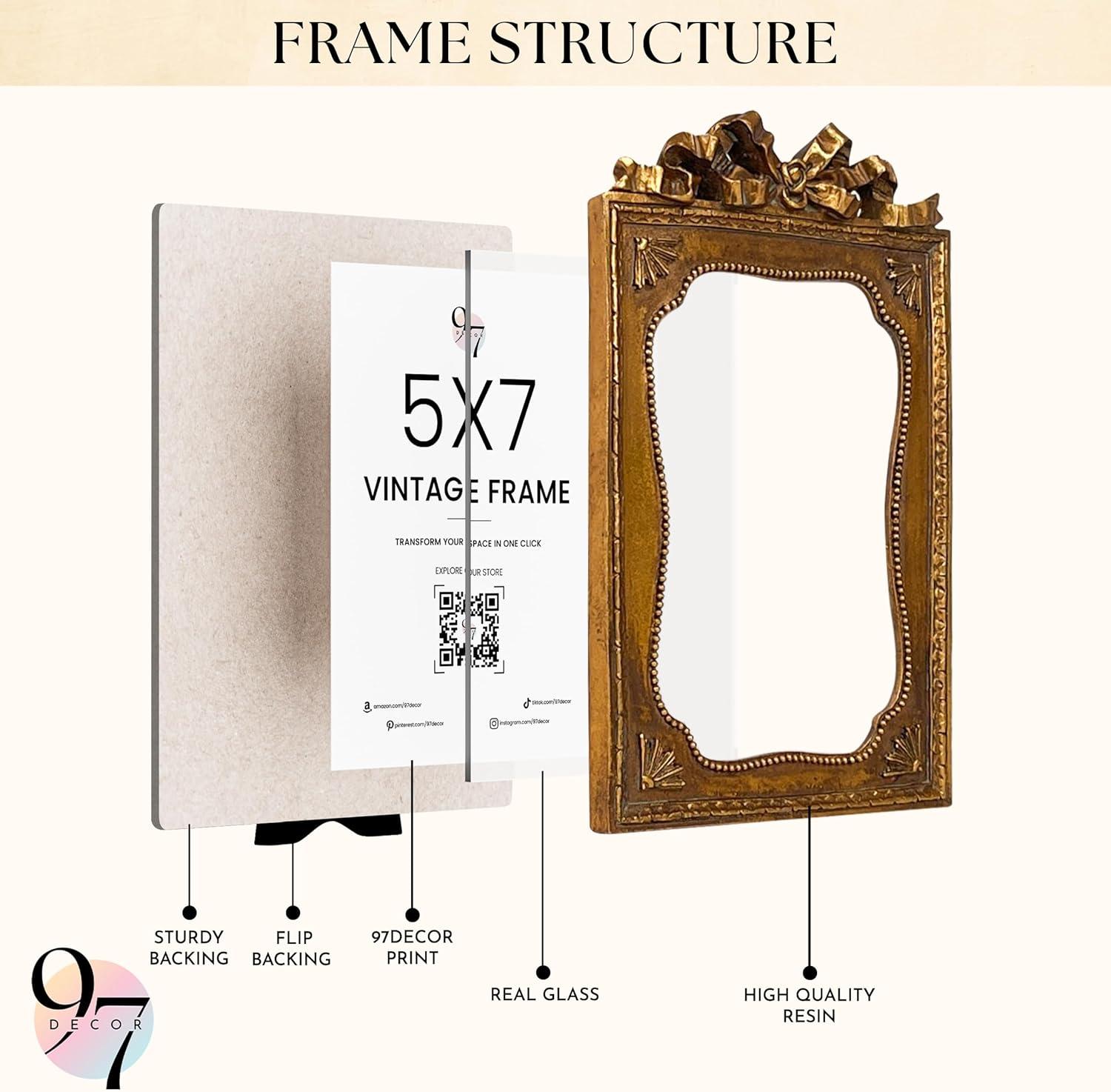 image97 Decor 5x7 Oval Picture Frame  Vintage 5x7 Picture Frame Gold Rustic 5 x 7 Gold Frames 5 By 7 Ornate Photo Frames For Tabletop And Wall HangingGolden Bow