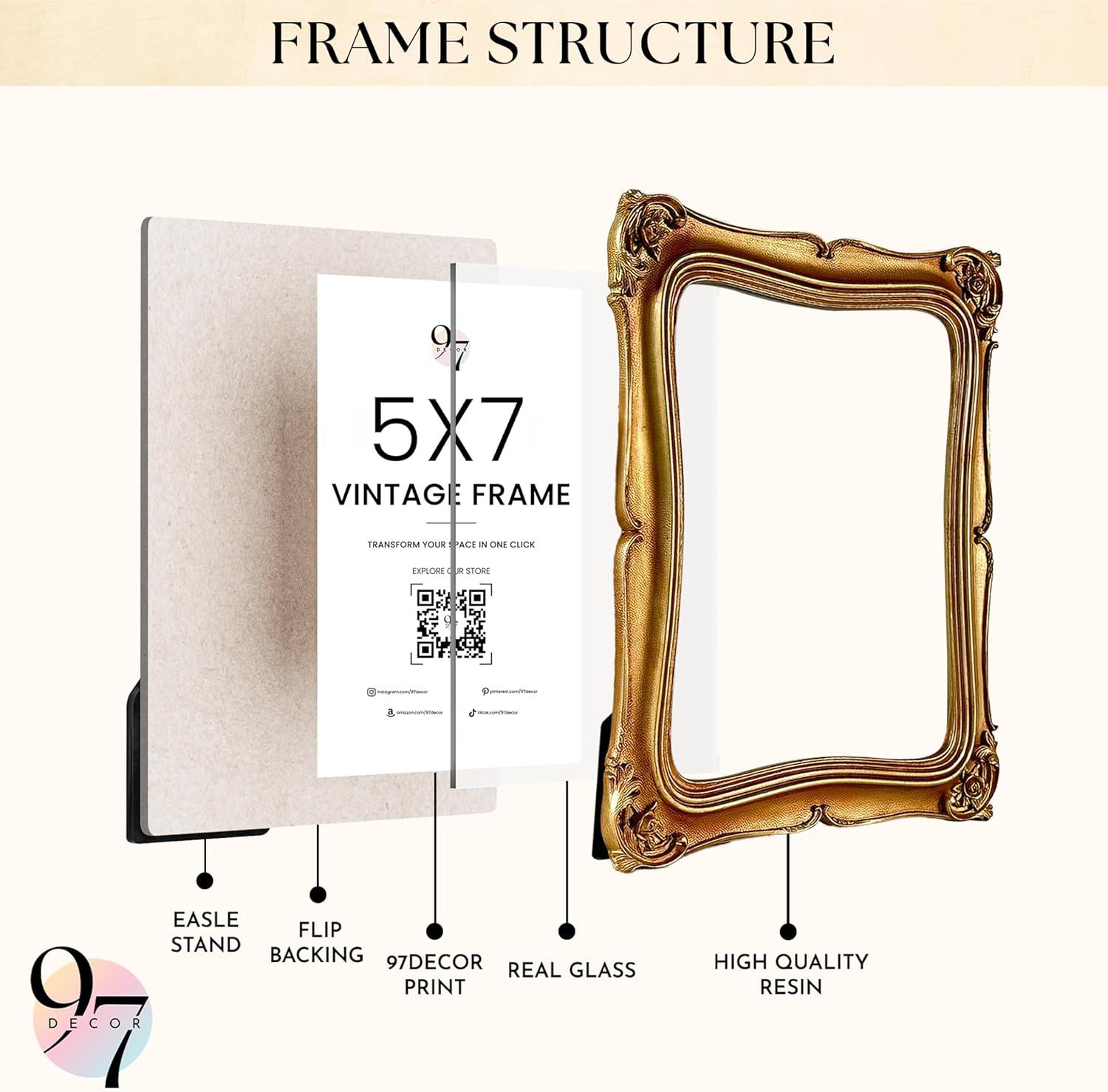 image97 Decor 5x7 Oval Picture Frame  Vintage 5x7 Picture Frame Gold Rustic 5 x 7 Gold Frames 5 By 7 Ornate Photo Frames For Tabletop And Wall HangingGolden Victorian