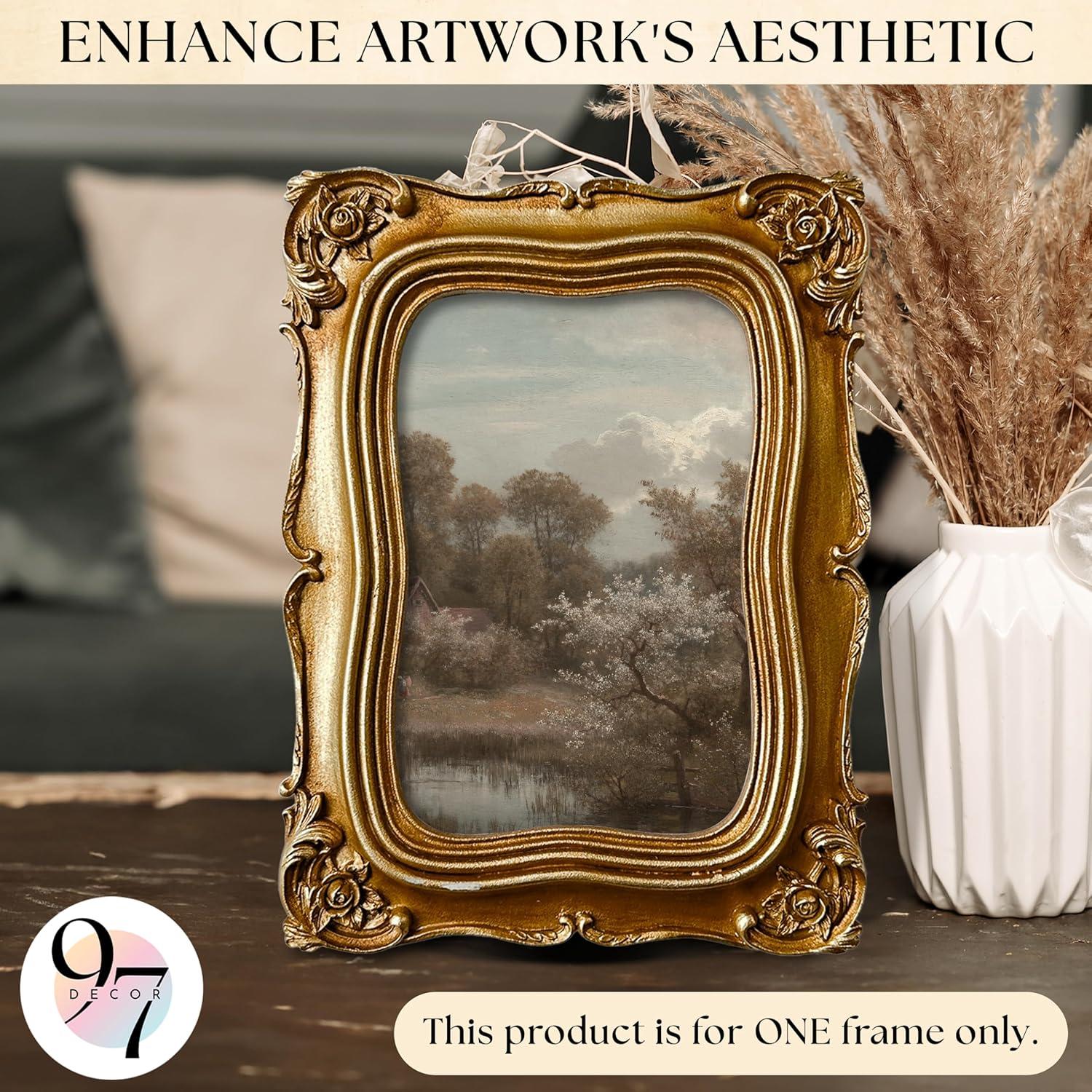 image97 Decor 5x7 Oval Picture Frame  Vintage 5x7 Picture Frame Gold Rustic 5 x 7 Gold Frames 5 By 7 Ornate Photo Frames For Tabletop And Wall HangingGolden Victorian