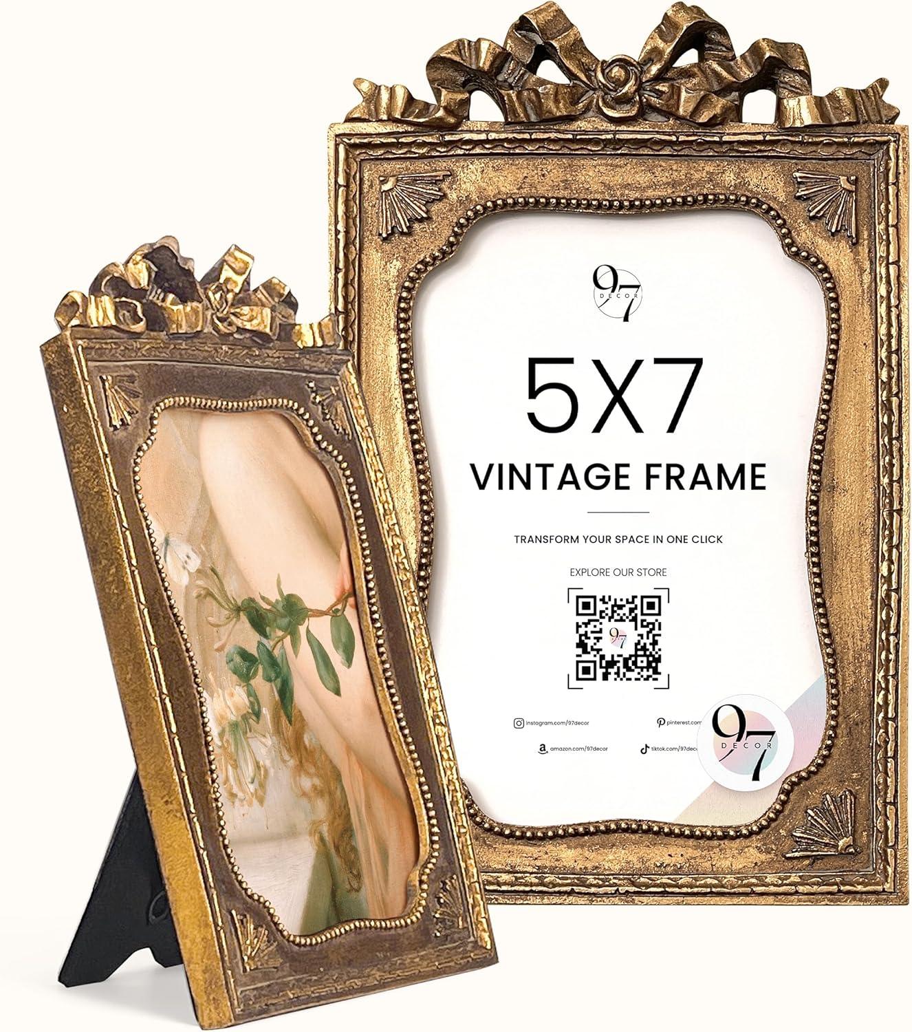 image97 Decor 5x7 Oval Picture Frame  Vintage 5x7 Picture Frame Gold Rustic 5 x 7 Gold Frames 5 By 7 Ornate Photo Frames For Tabletop And Wall HangingGolden Bow
