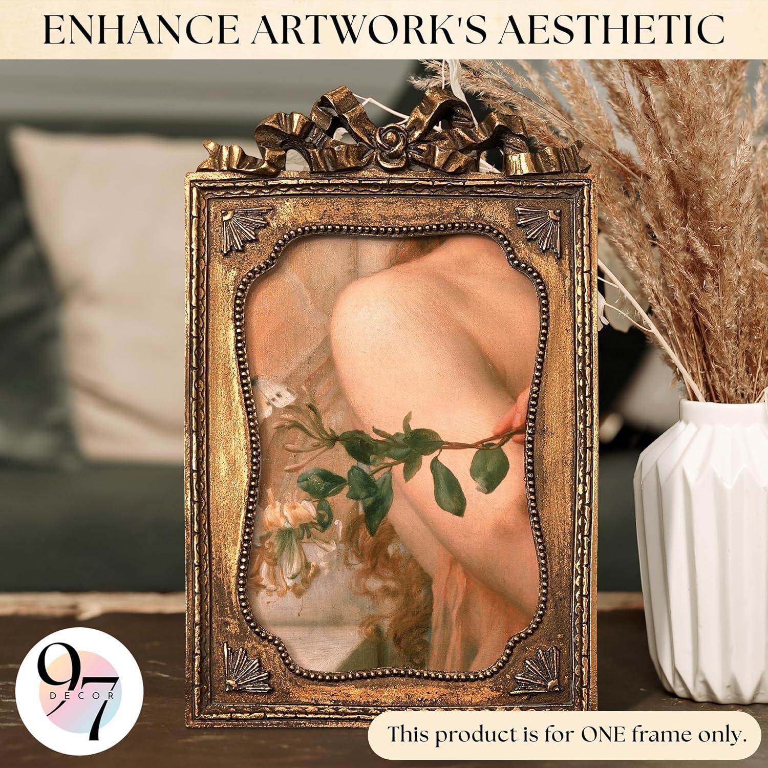 image97 Decor 5x7 Oval Picture Frame  Vintage 5x7 Picture Frame Gold Rustic 5 x 7 Gold Frames 5 By 7 Ornate Photo Frames For Tabletop And Wall HangingGolden Bow