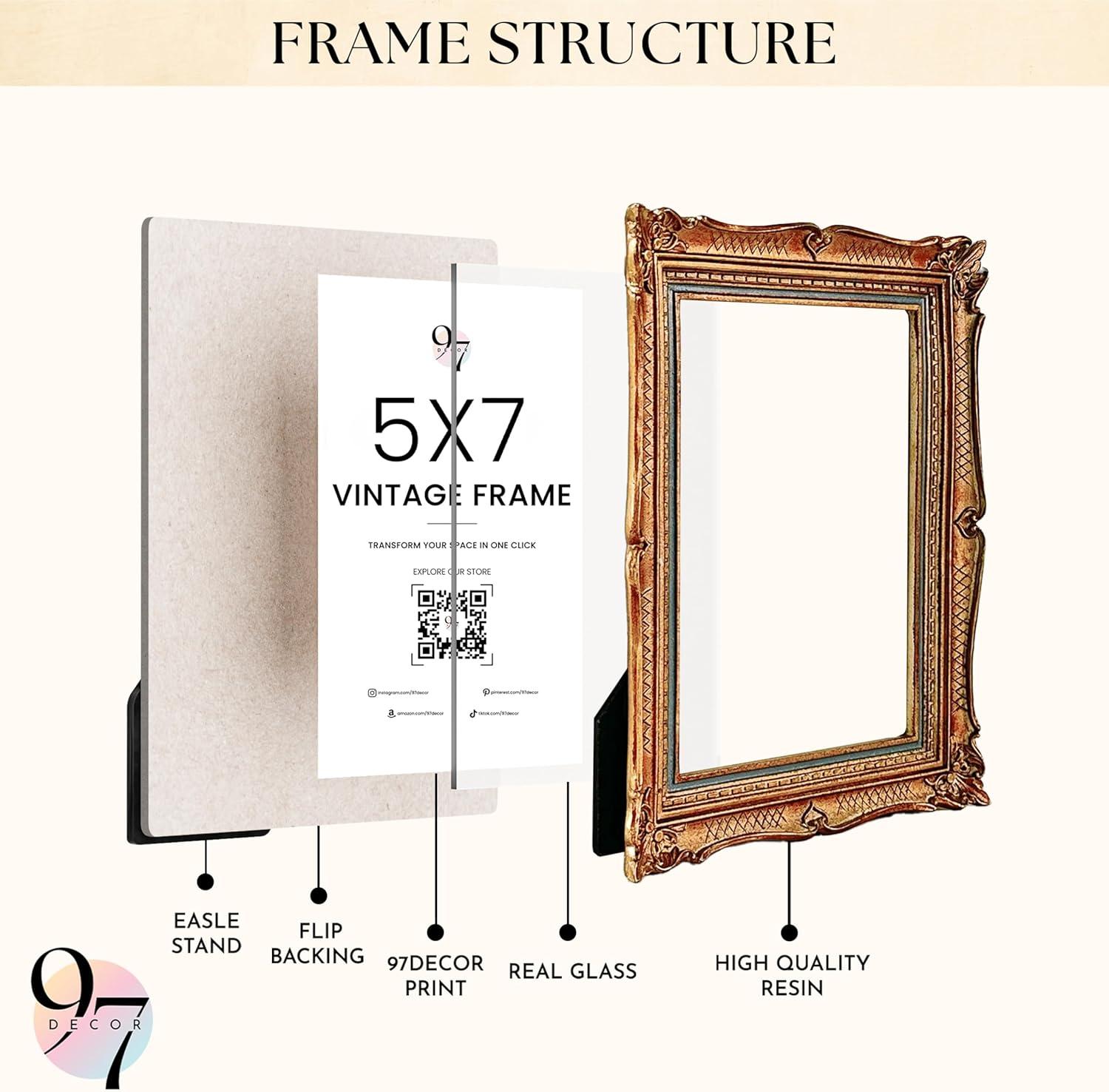 image97 Decor 5x7 Oval Picture Frame  Vintage 5x7 Picture Frame Gold Rustic 5 x 7 Gold Frames 5 By 7 Ornate Photo Frames For Tabletop And Wall HangingOrnate Rectangle