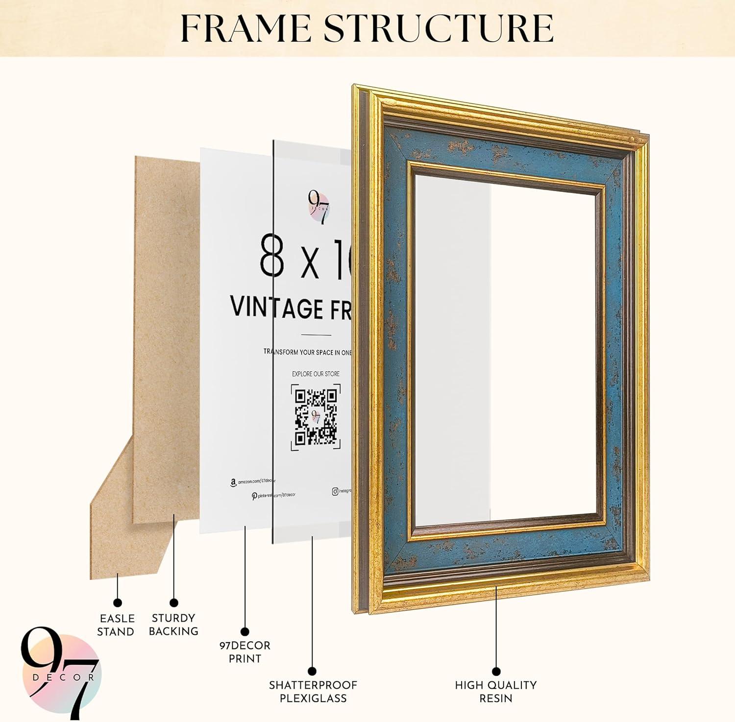 image97 Decor 8x10 Vintage Picture Frame  8x10 Picture Frame Gold Vintage 8 x10 Gold Frame For Posters Rustic 8 x 10 Frame Wall Hanging For Home Decor