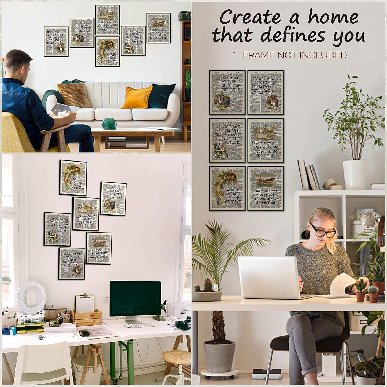 image97 Decor Alice Decor  Wonderland Poster Set Vintage Alice Dictionary Quotes Wall Art Print Alice Painting Artwork Home Decorations for Bedroom 8x10 UNFRAMEDAlice