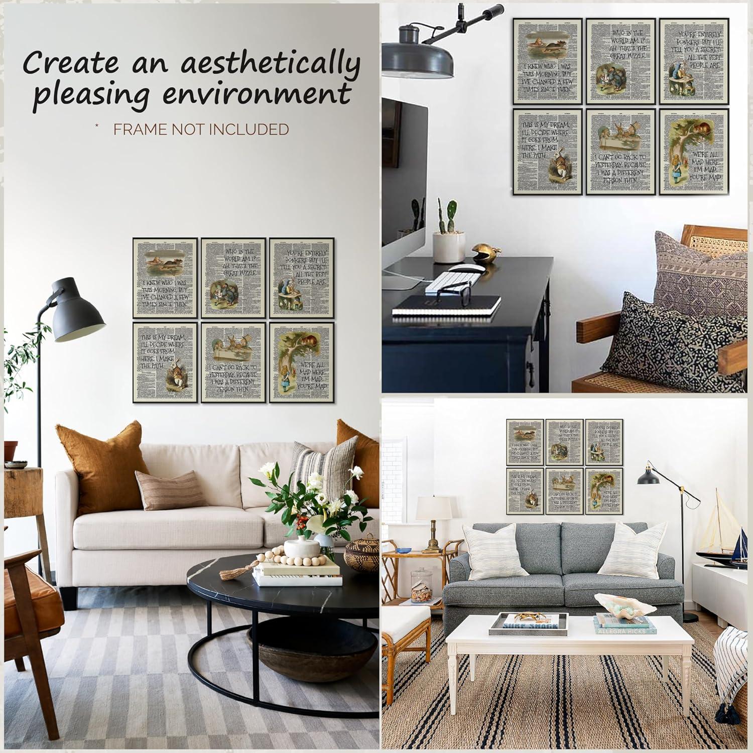image97 Decor Alice Decor  Wonderland Poster Set Vintage Alice Dictionary Quotes Wall Art Print Alice Painting Artwork Home Decorations for Bedroom 8x10 UNFRAMEDAlice