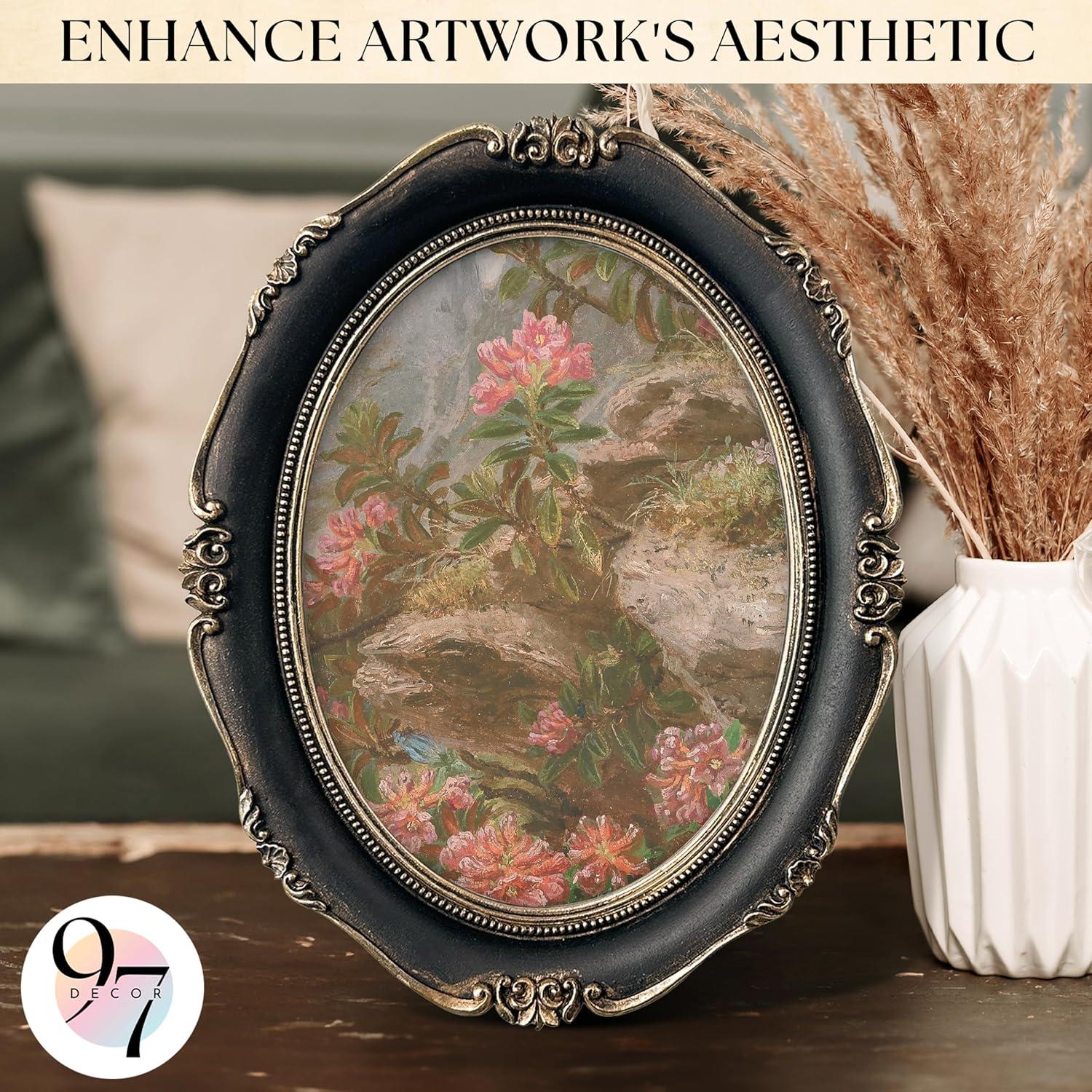 image97 Decor Black And Gold Vintage Picture Frames 4x6  Bow 4x6 Oval Frame Antique Frames 4 X 6 With Glass Front For Tabletop Photo Display And Wall Hanging Antique Wall DecorBlack