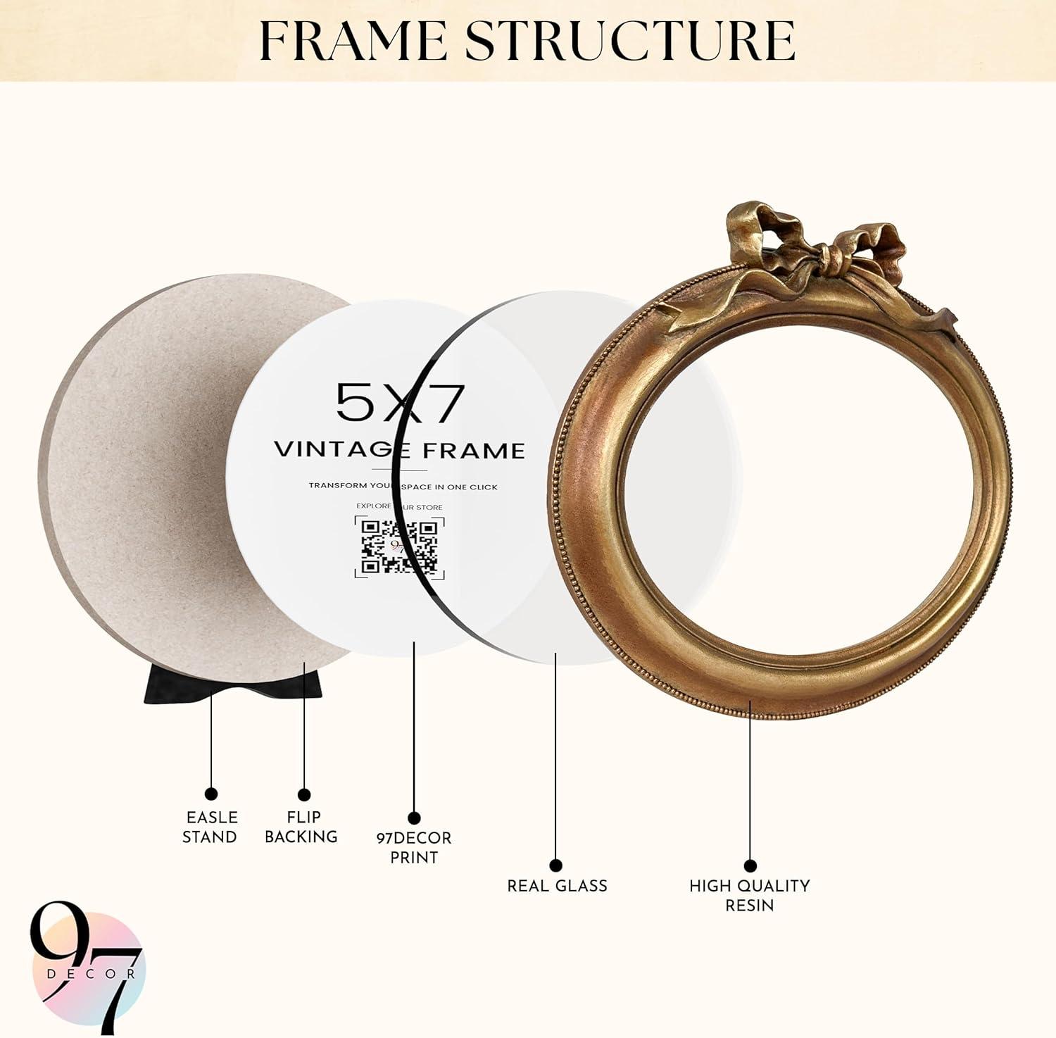 image97 Decor Black And Gold Vintage Picture Frames 4x6  Bow 4x6 Oval Frame Antique Frames 4 X 6 With Glass Front For Tabletop Photo Display And Wall Hanging Antique Wall DecorBow Golden