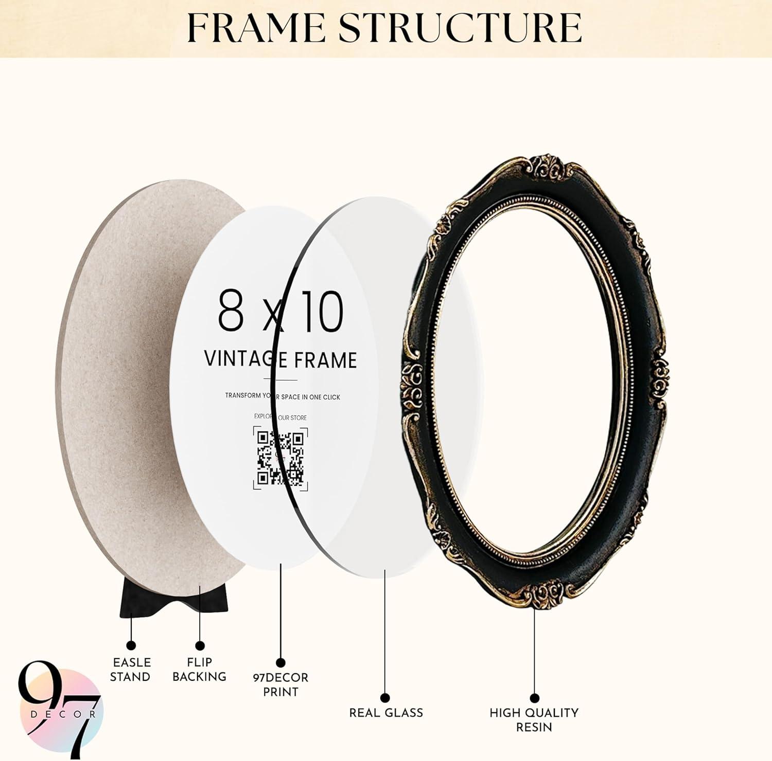image97 Decor Black And Gold Vintage Picture Frames 4x6  Bow 4x6 Oval Frame Antique Frames 4 X 6 With Glass Front For Tabletop Photo Display And Wall Hanging Antique Wall DecorBlack