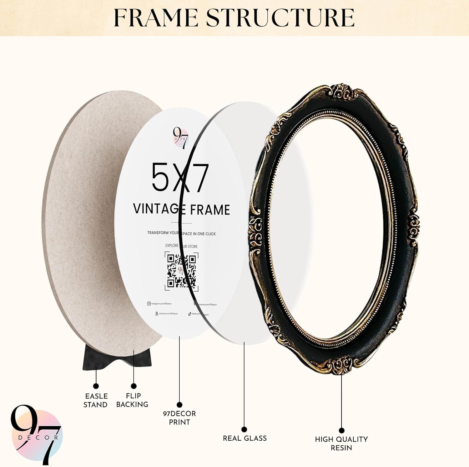 image97 Decor Black And Gold Vintage Picture Frames 4x6  Bow 4x6 Oval Frame Antique Frames 4 X 6 With Glass Front For Tabletop Photo Display And Wall Hanging Antique Wall DecorBlack