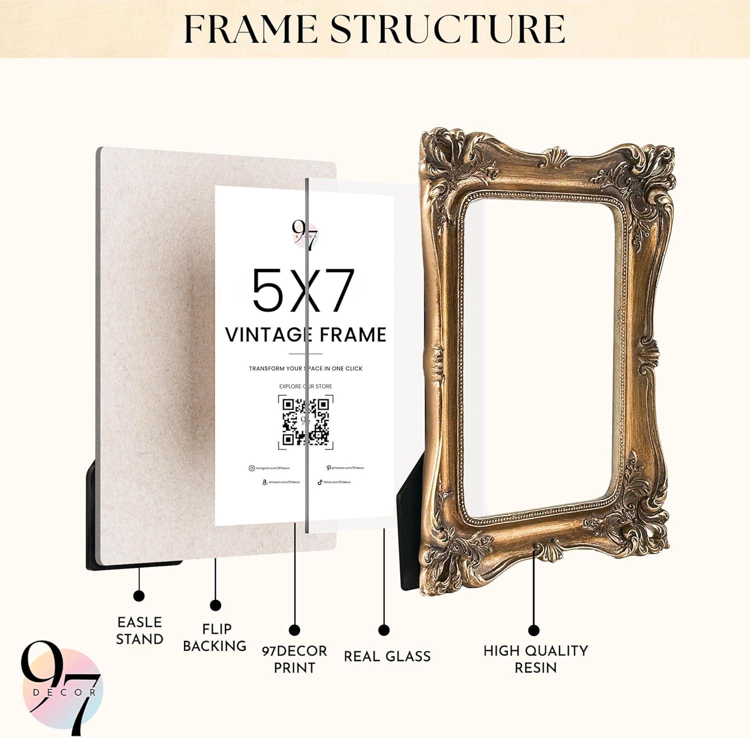 image97 Decor Black And Gold Vintage Picture Frames 4x6  Vintage Oval Picture Frame 4x6 Elegant 4 X 6 Antique Frame With Glass Front For Photo Display Tabletop And Wall MountingRoyal Rectangle