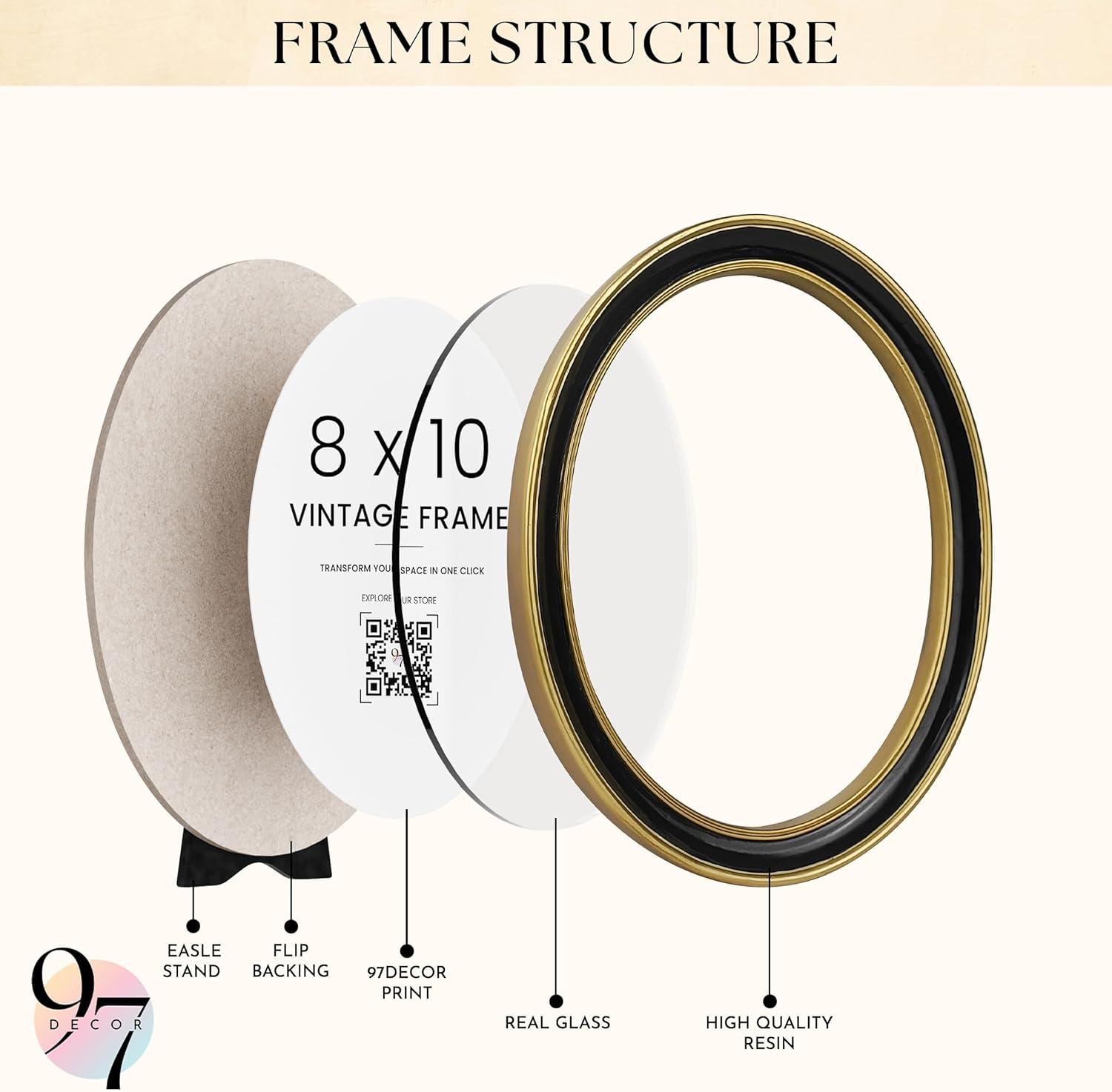 image97 Decor Black And Gold Vintage Picture Frames 4x6  Vintage Oval Picture Frame 4x6 Elegant 4 X 6 Antique Frame With Glass Front For Photo Display Tabletop And Wall MountingBlack Gold Oval