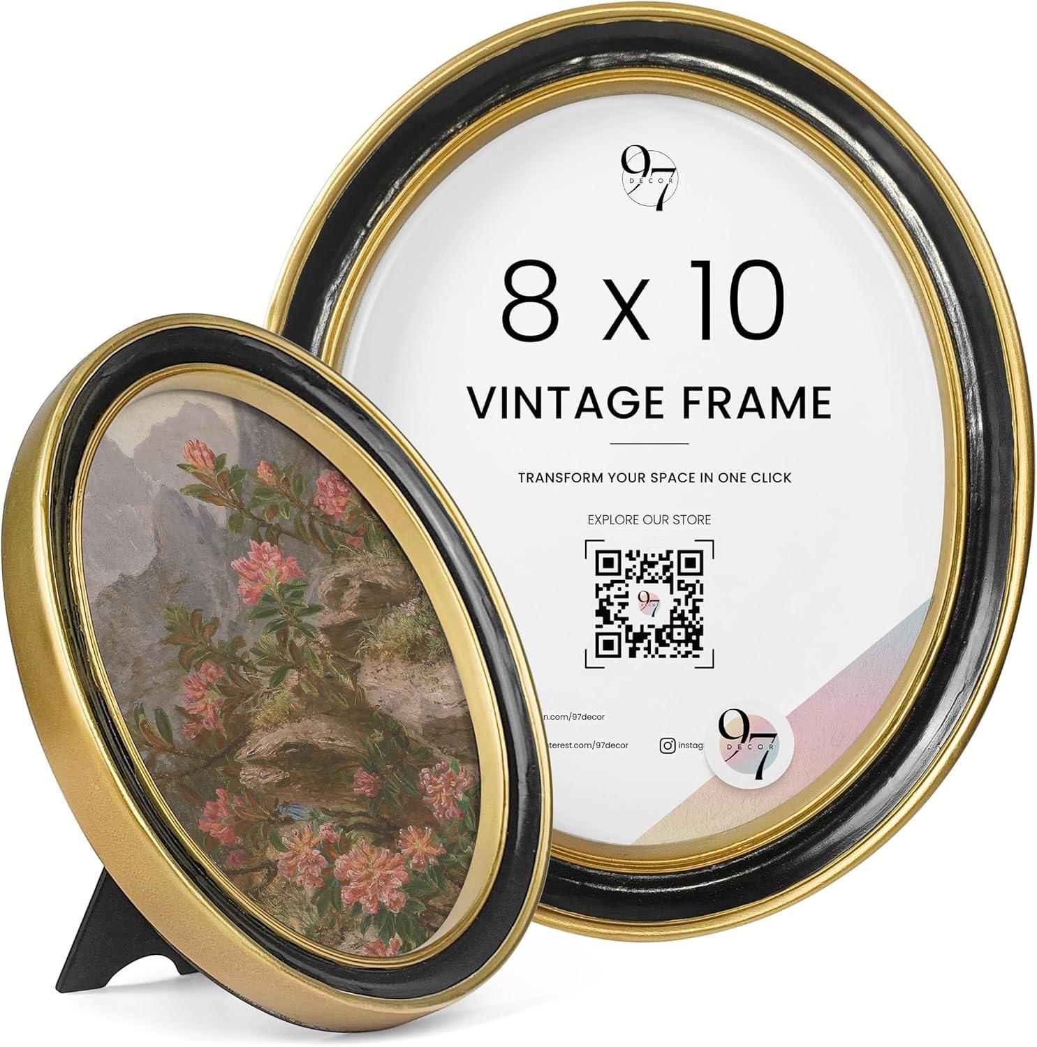 image97 Decor Black And Gold Vintage Picture Frames 4x6  Vintage Oval Picture Frame 4x6 Elegant 4 X 6 Antique Frame With Glass Front For Photo Display Tabletop And Wall MountingBlack Gold Oval