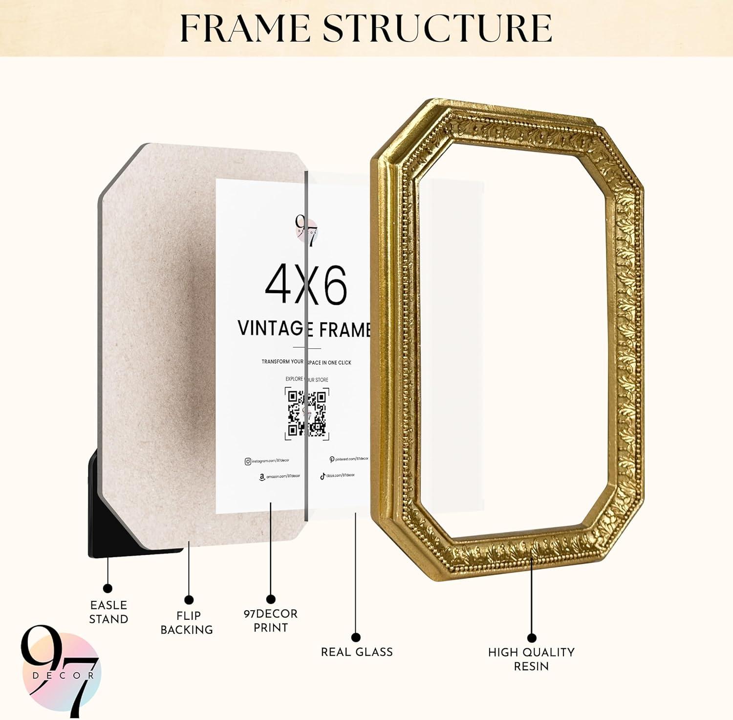 image97 Decor Black Gothic Picture Frame 5x7  Vintage Picture Frames 5x7 Victorian 5 x 7 Frame Halloween Goth Photo Frames With Glass Front For Tabletop And Wall Hanging Gothic Wall Decor For HomeGold Ornate