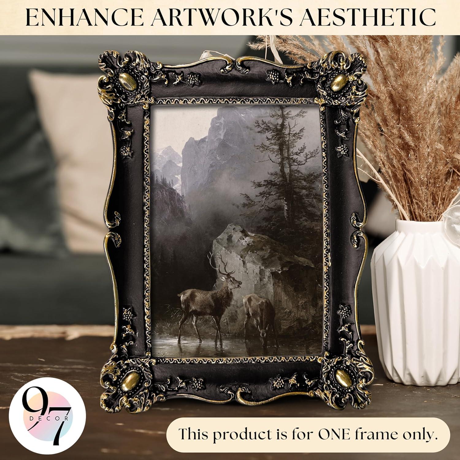 image97 Decor Black Vintage Picture Frames 5x7  Gothic Picture Frame 5x7 Goth Ornate Frame 5 By 7 Unique Halloween Frames 5 X7 For Tabletop And Wall Hanging Victorian Gothic Wall Decor For Home Bedroom