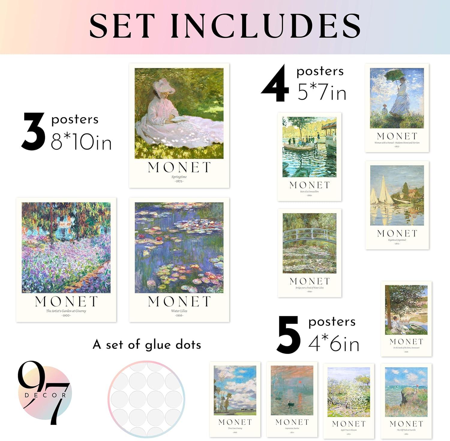 image97 Decor Claude Monet Wall Art  Vintage Monet Poster For Room Aesthetic Floral Impressionist Wall Art Eclectic Famous Art Prints For Home Bedroom Unframed