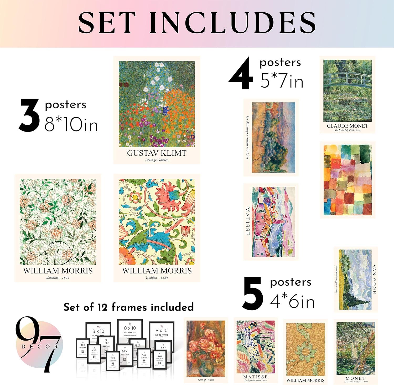 image97 Decor Colorful Eclectic Home Decor Aesthetic  Eclectic Posters Famous Artist Paintings Colorful Wall Art Prints Unique Gallery Wall Art Funky Decor for Teen Girl Dorm Bedroom 8x10 FRAMED BLACK FRAME