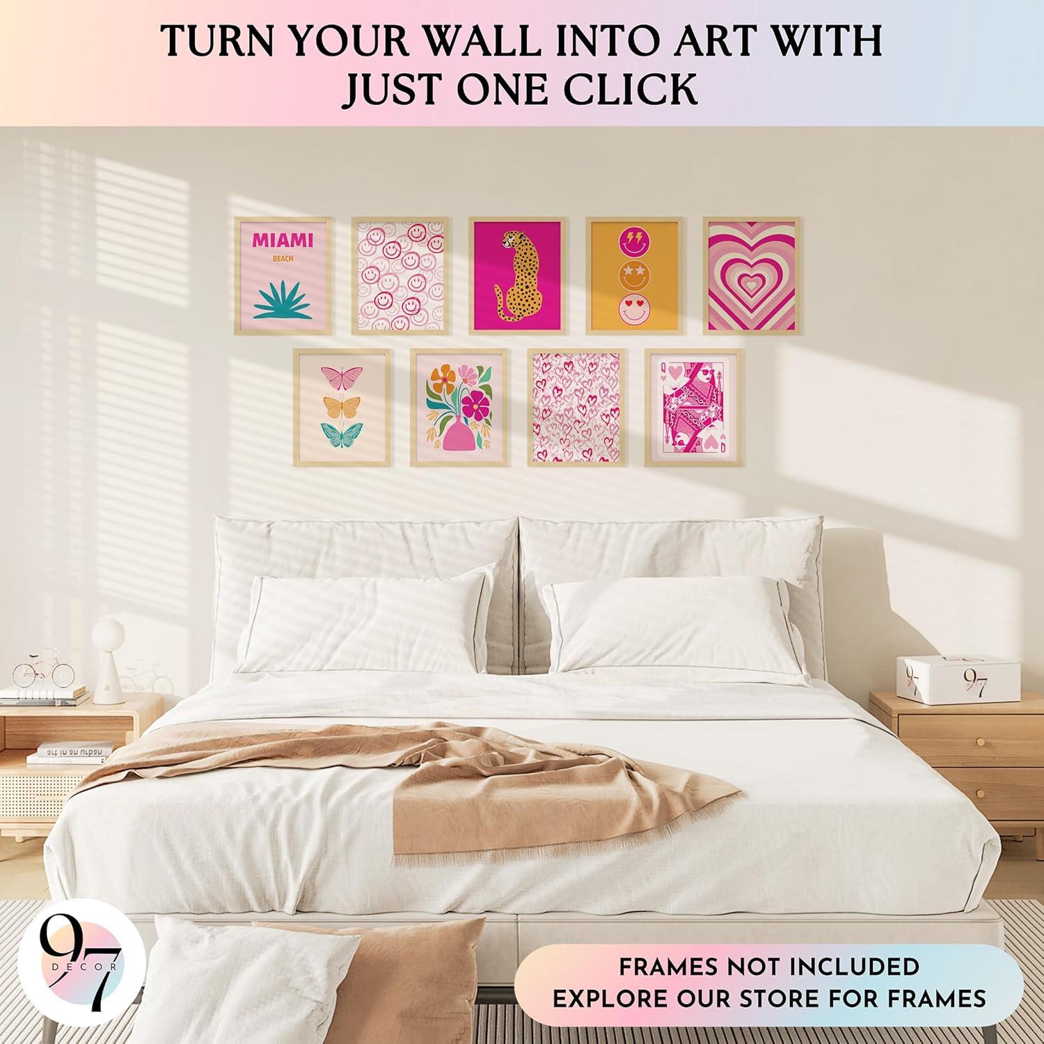 image97 Decor Colorful Preppy Room Decor  Hot Pink And Orange Preppy Posters For Room Aesthetic Maximalist Decor Preppy Pictures For Wall Quirky Wall Decor For Bedroom Teen Girl Dorm 8x10 UnframedPreppy Modern Art