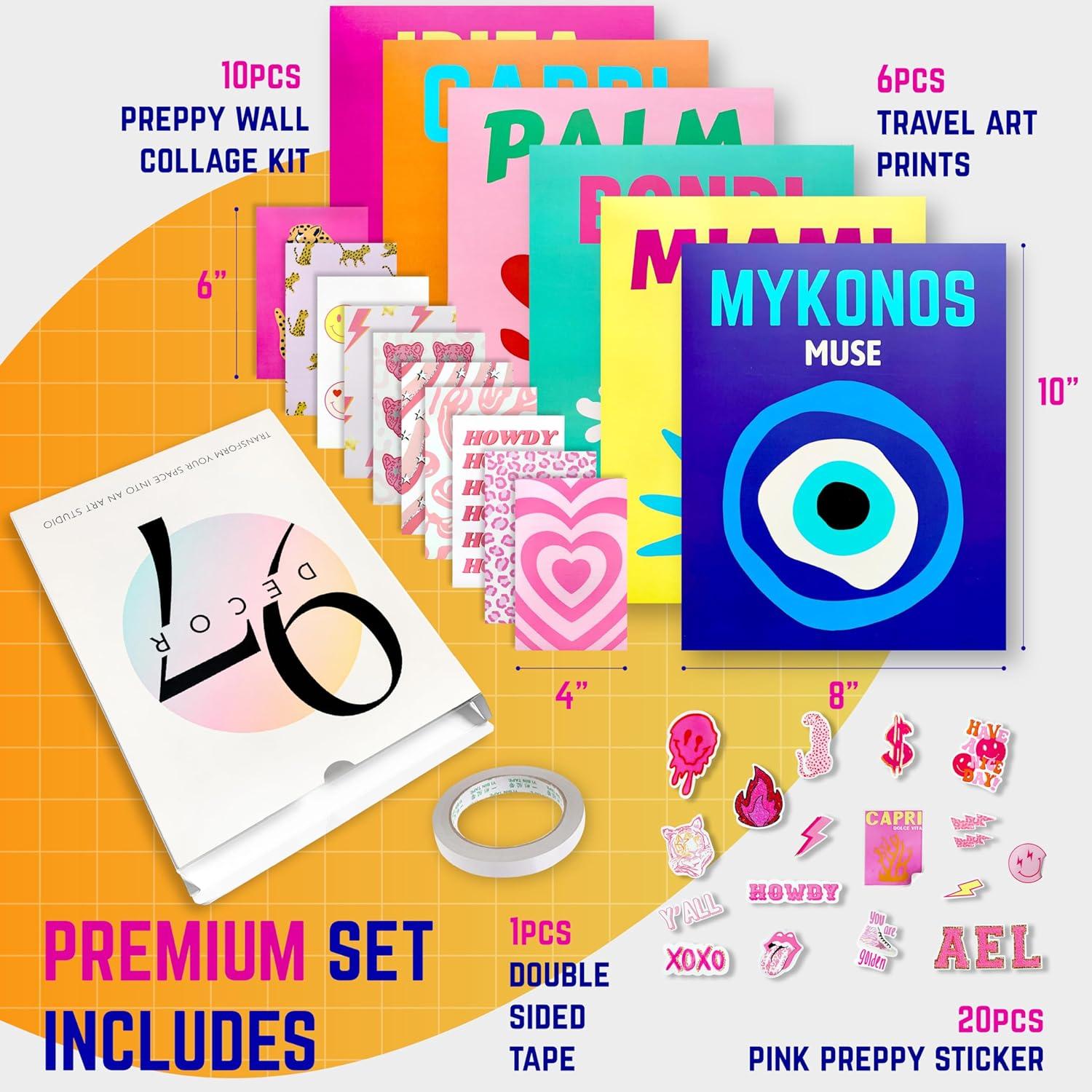 image97 Decor Colorful Preppy Room Decor  Hot Pink And Orange Preppy Posters For Room Aesthetic Maximalist Decor Preppy Pictures For Wall Quirky Wall Decor For Bedroom Teen Girl Dorm 8x10 UnframedPreppy Traveling