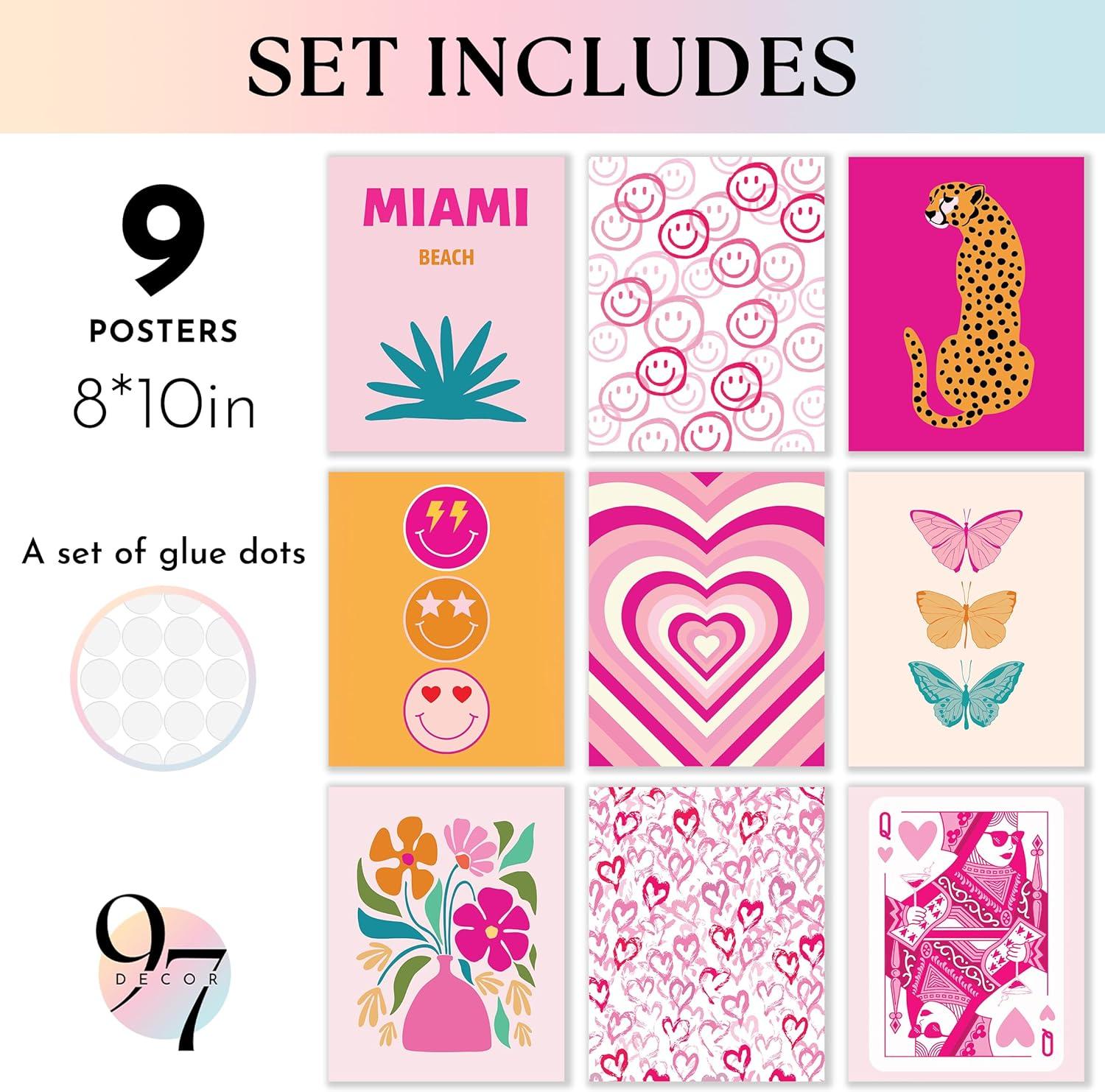 image97 Decor Colorful Preppy Room Decor  Hot Pink And Orange Preppy Posters For Room Aesthetic Maximalist Decor Preppy Pictures For Wall Quirky Wall Decor For Bedroom Teen Girl Dorm 8x10 UnframedPreppy Modern Art