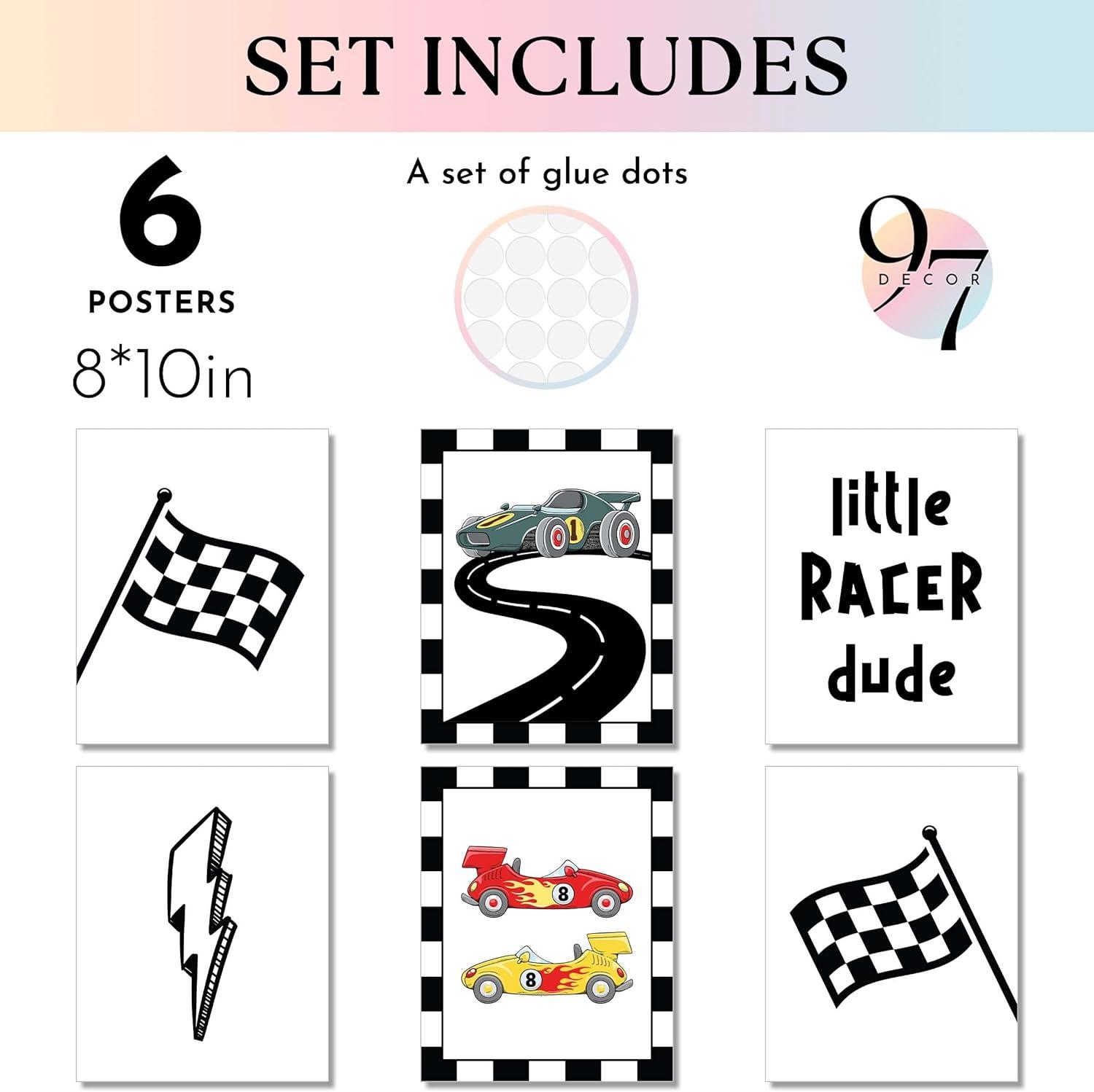 image97 Decor Construction Room Decor For Boys  Vintage Tractor Kids Wall Art Nursery Truck Prints Car Picture Vehicle Poster Toddler Boy Room Decoration For Bedroom 8x10 UnframedRacing Theme 8x10