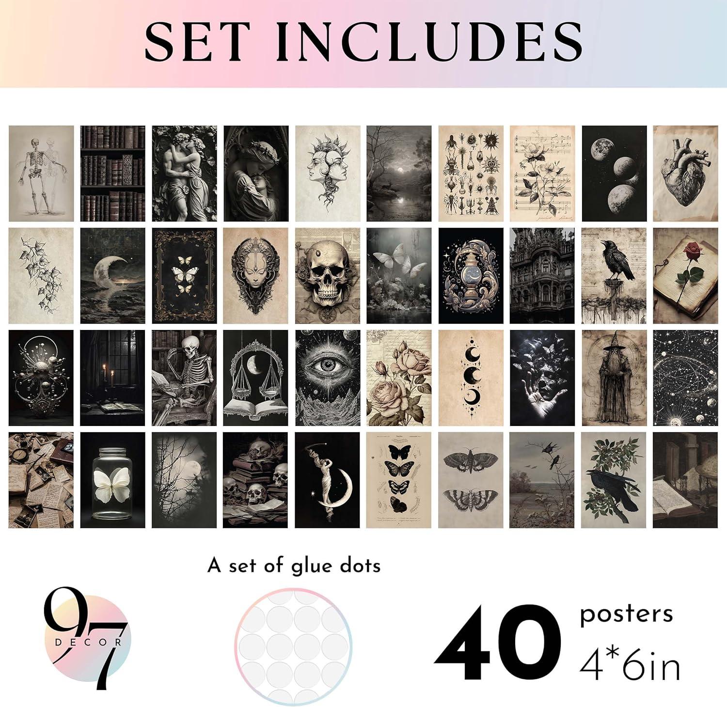 image97 Decor Cute Ghost Decor  Vintage Halloween Wall Art Prints Ghost Pictures Wall Decors Dark Spooky Poster For Room Aesthetic Pictures Halloween Decorations Indoor 2025 For Home Bedroom UnframedDark Academia