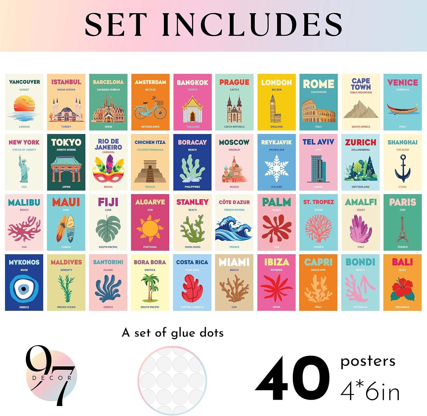 image97 Decor Cute Preppy Room Decor Aesthetic  40pcs Coastal Preppy Collage Kit Colorful Preppy Posters For Teen Girls Room Preppy Beach Room Decor Summer Travel Wall Art Prints Dorm Decorations 4x6Preppy 40x4x6