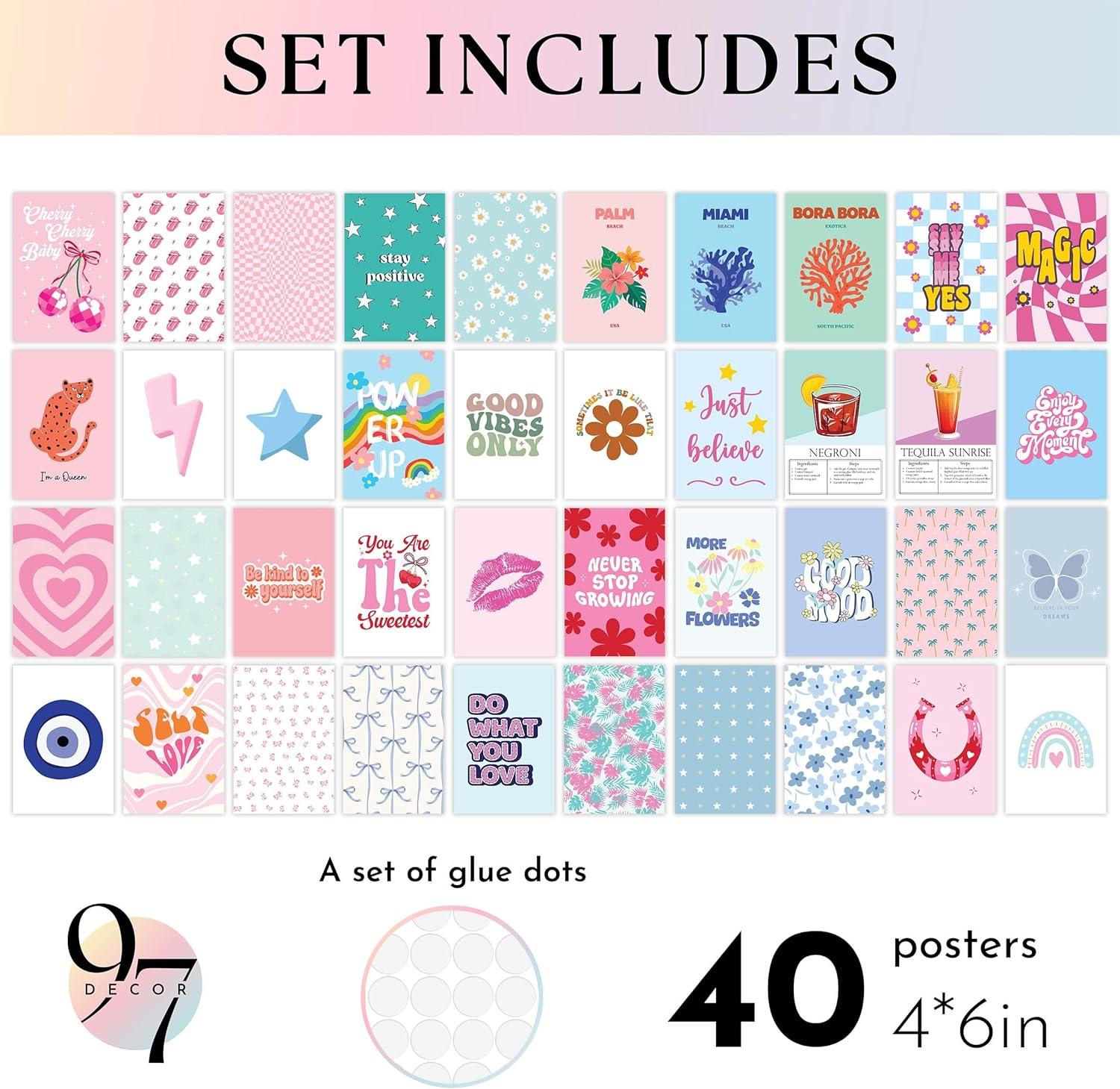 image97 Decor Cute Preppy Room Decor Teen Girls  Colorful Preppy Wall Decor Trendy Preppy Posters For Room Aesthetic Preppy Pictures For Wall Eclectic Gallery Wall Prints Dorm Decorations UnframedPreppy Collage