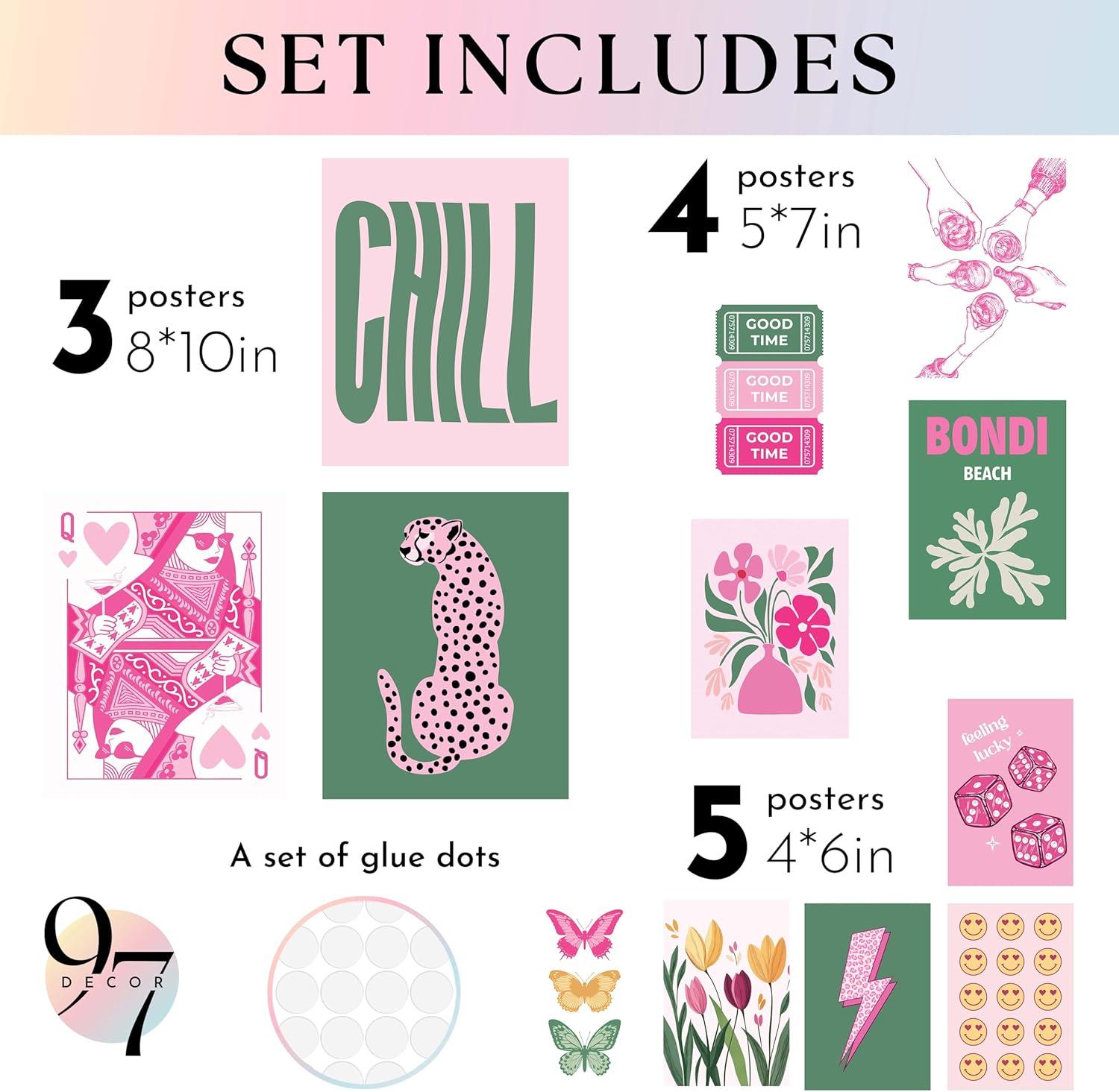image97 Decor Cute Preppy Room Decor Teen Girls  Colorful Preppy Wall Decor Trendy Preppy Posters For Room Aesthetic Preppy Pictures For Wall Eclectic Gallery Wall Prints Dorm Decorations UnframedColorful
