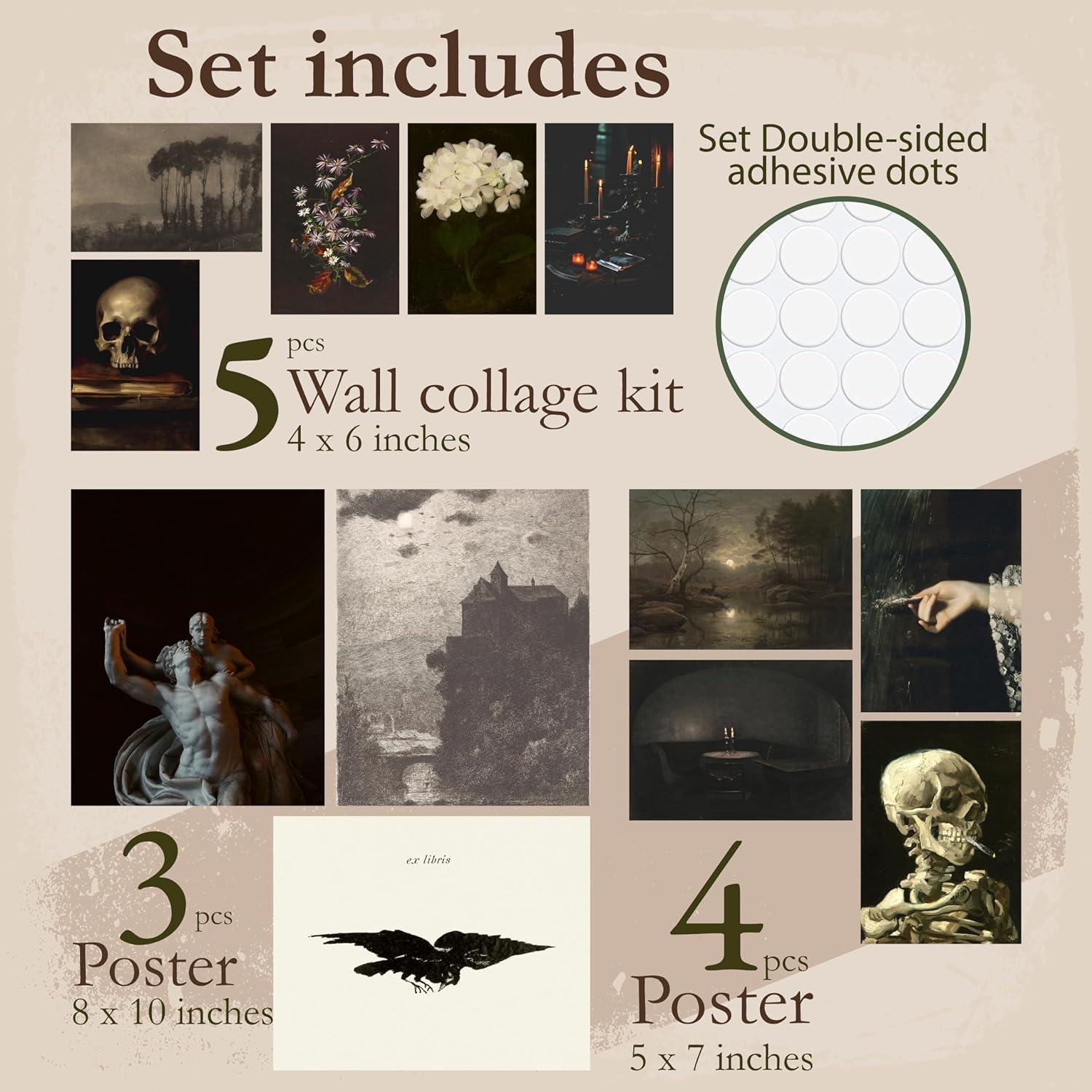 image97 Decor Dark Academia Decor For Bedroom  Gothic Home Decor Aesthetic Moody Dark Academia Wall Art Vintage Halloween Posters For Room Aesthetic
