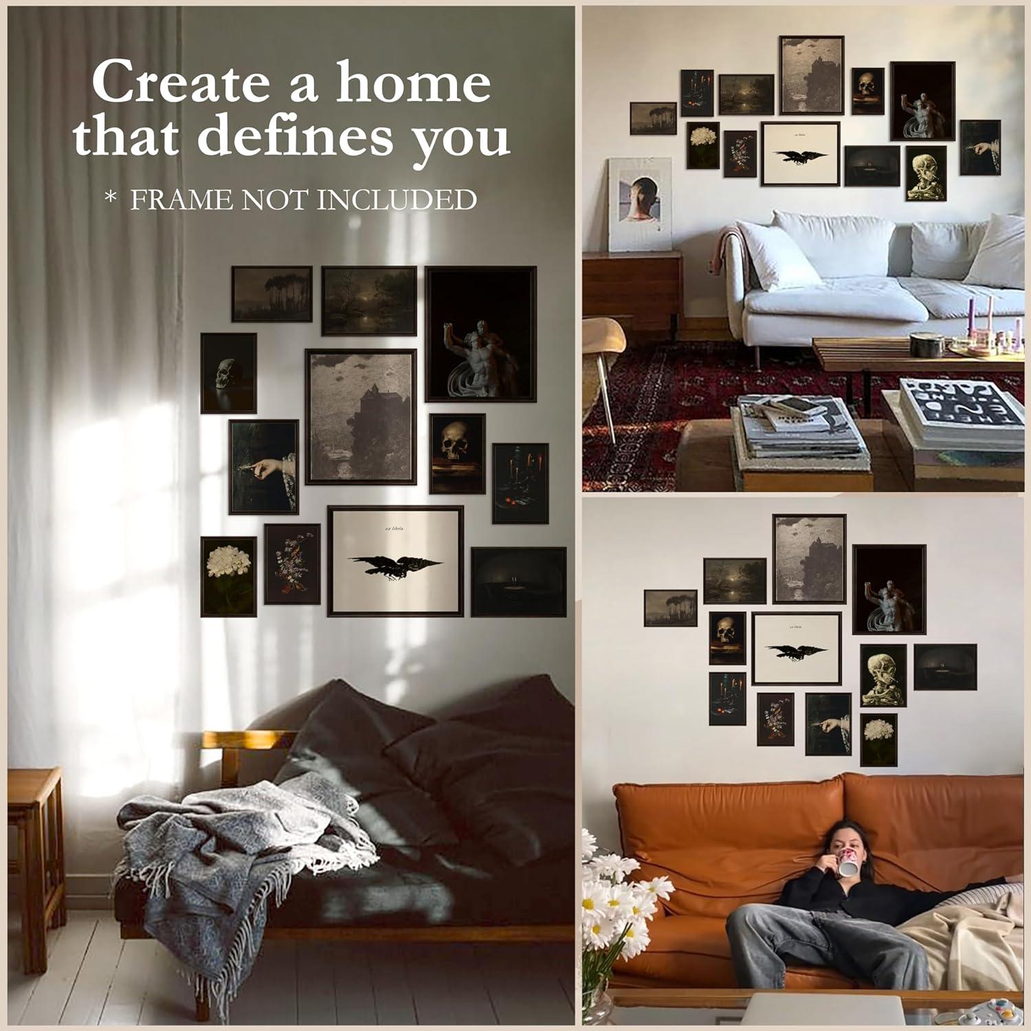 image97 Decor Dark Academia Decor For Bedroom  Gothic Home Decor Aesthetic Moody Dark Academia Wall Art Vintage Halloween Posters For Room Aesthetic