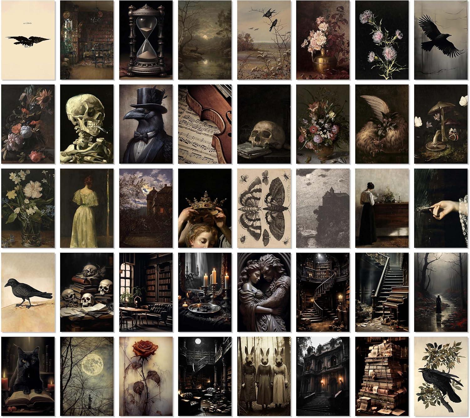image97 Decor Dark Academia Decor For Bedroom  Gothic Home Decor Aesthetic Moody Dark Academia Wall Art Vintage Halloween Posters For Room Aesthetic
